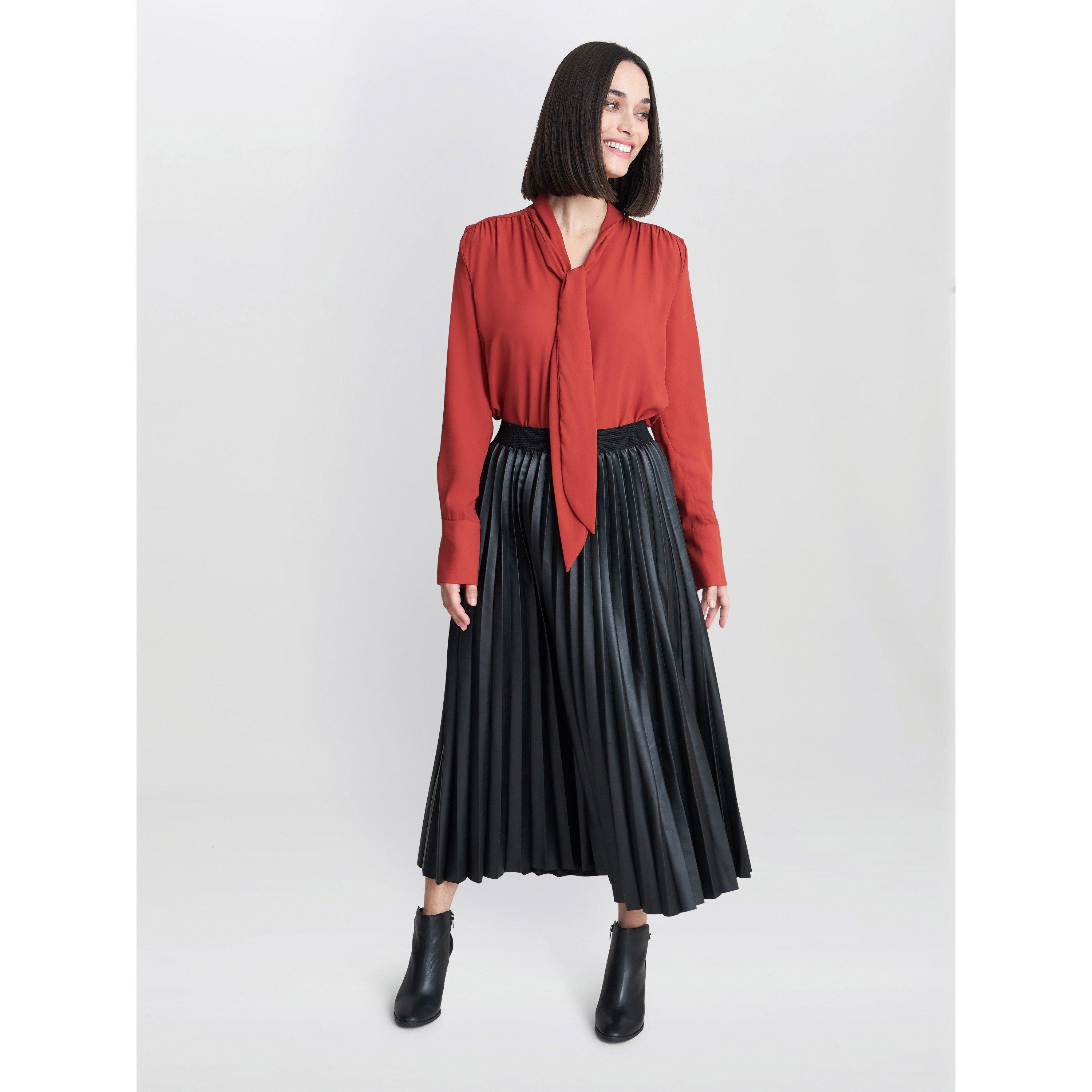 Rust - Gina Bacconi - Shelby Pussy Bow Blouse - 4