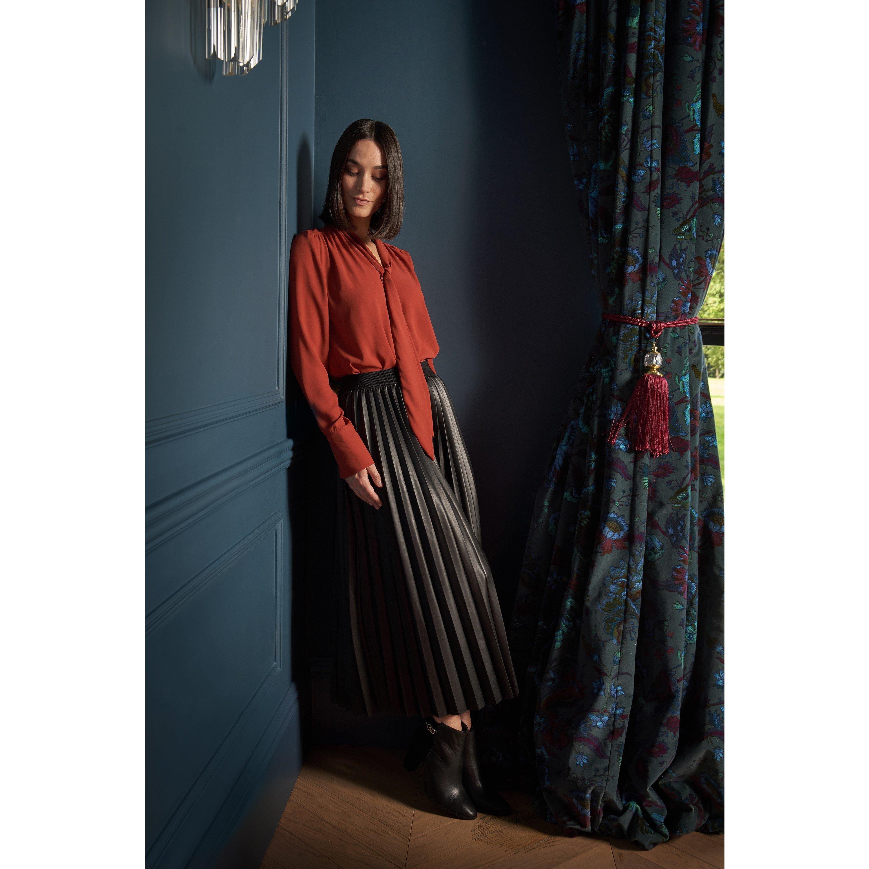 Rust - Gina Bacconi - Shelby Pussy Bow Blouse - 6