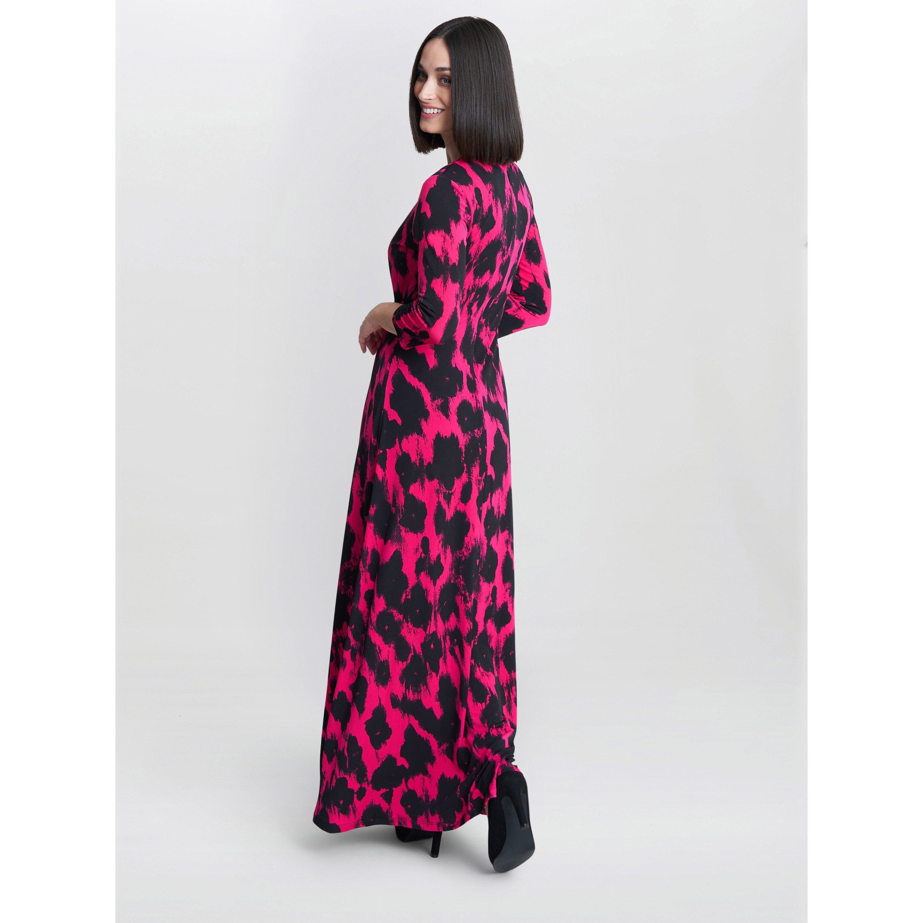 Black / Pink - Gina Bacconi - Debra Jersey Wrap Maxi Dress - 2