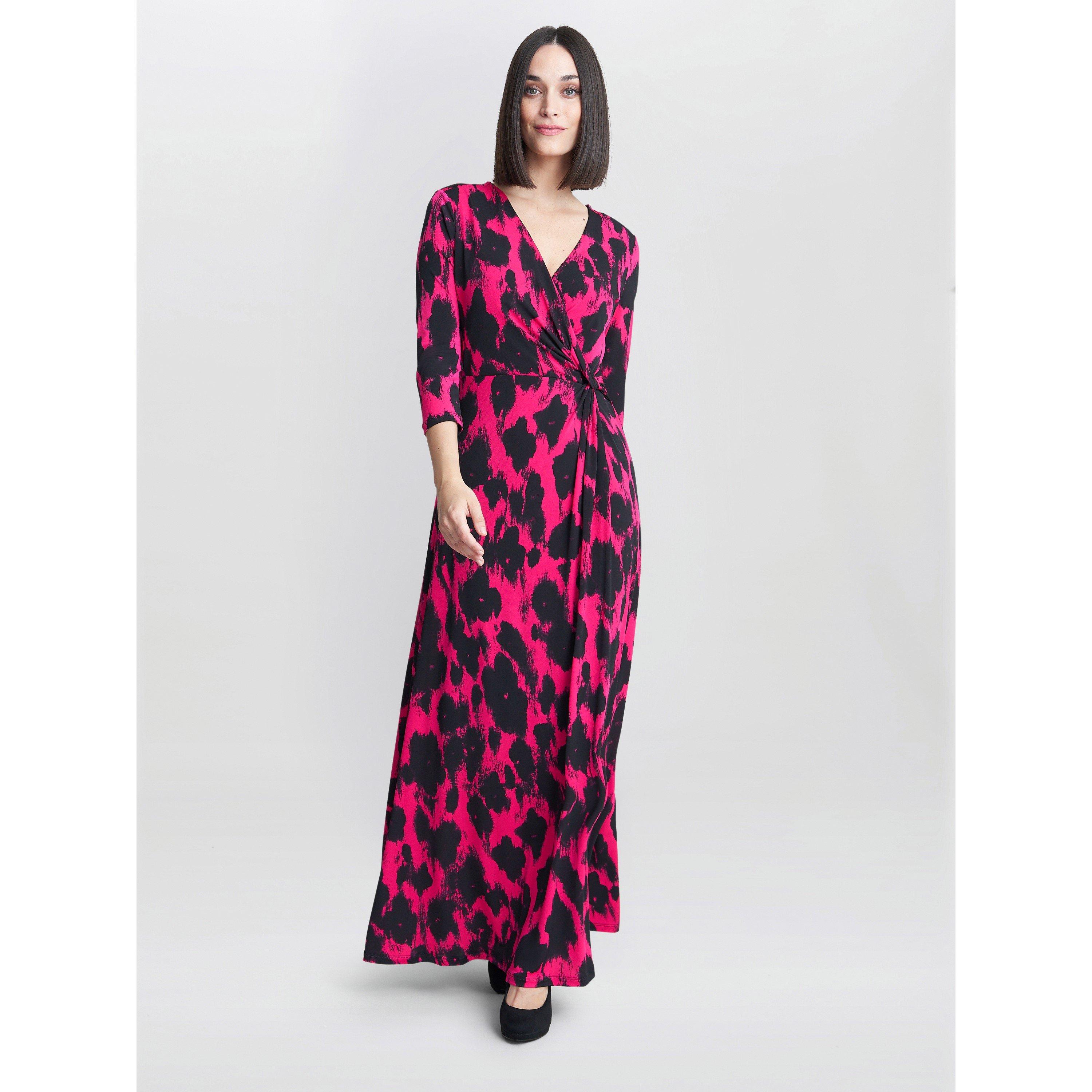 Black / Pink - Gina Bacconi - Debra Jersey Wrap Maxi Dress - 3
