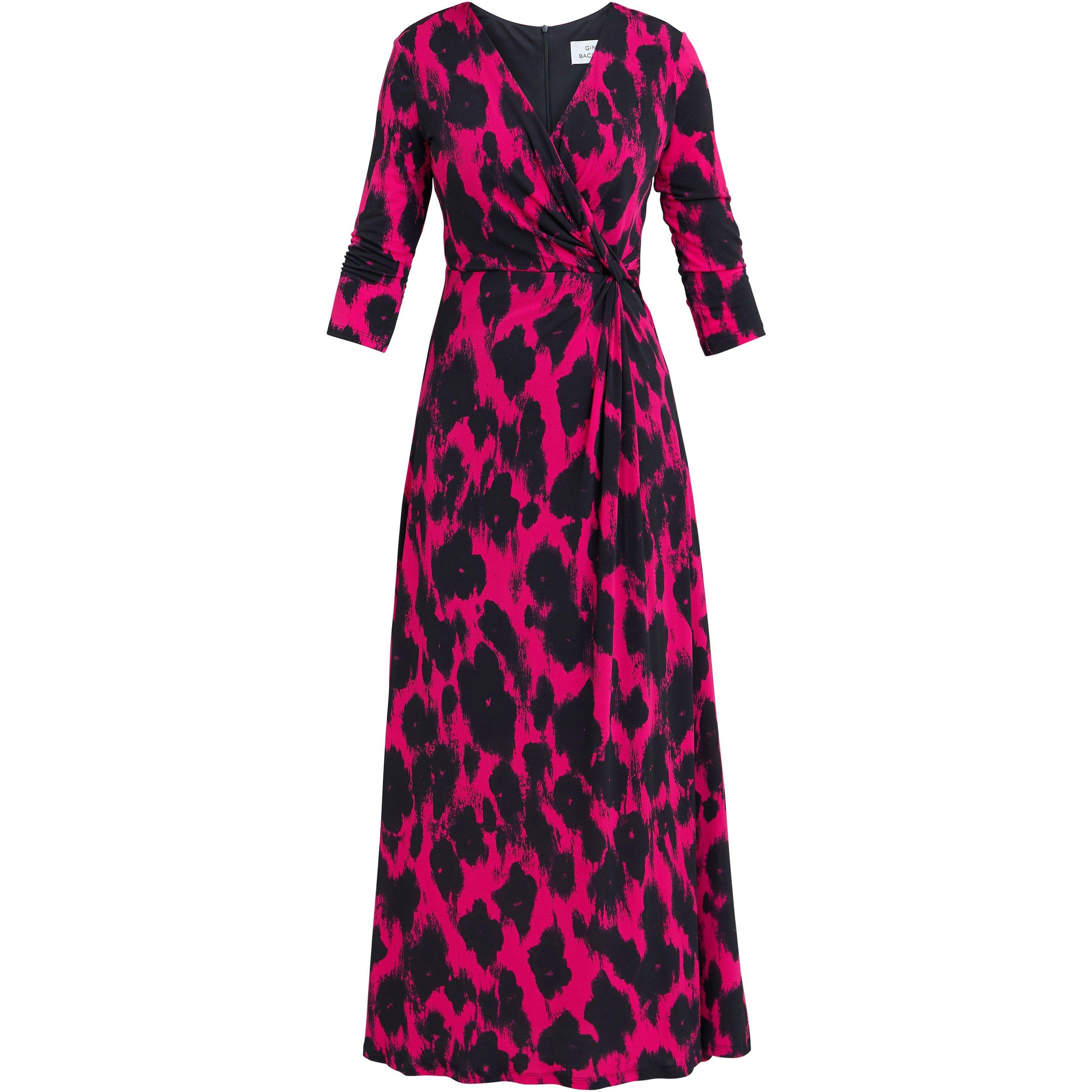 Black / Pink - Gina Bacconi - Debra Jersey Wrap Maxi Dress - 4