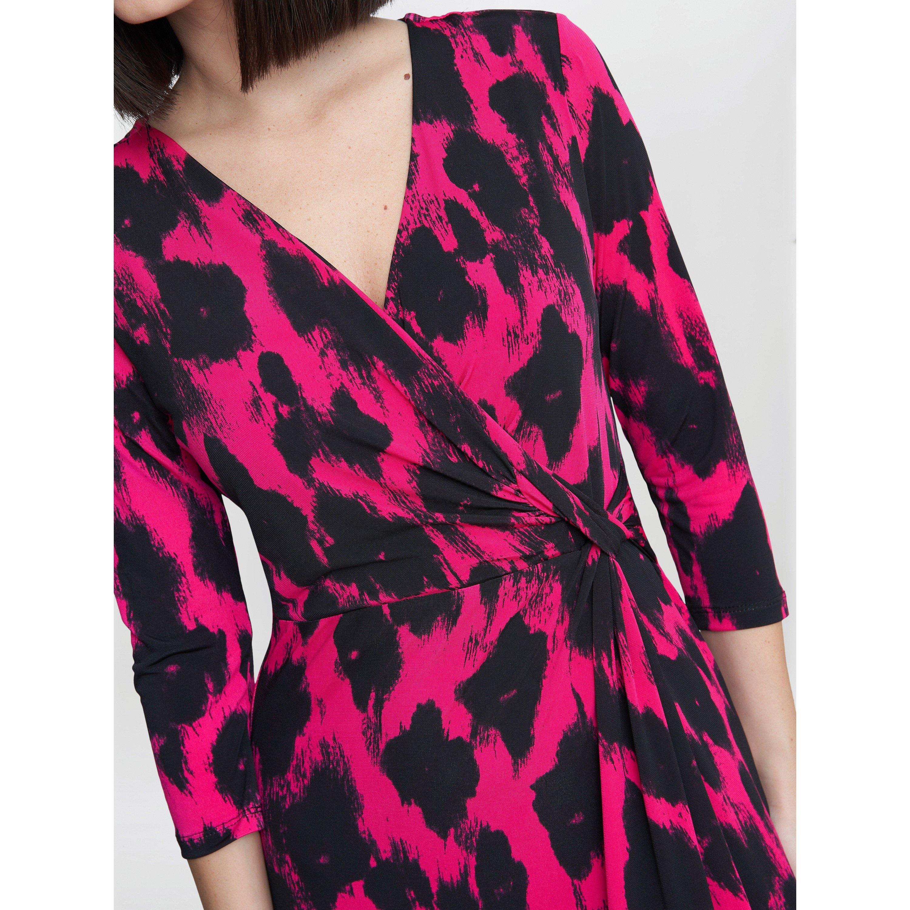 Black / Pink - Gina Bacconi - Debra Jersey Wrap Maxi Dress - 5
