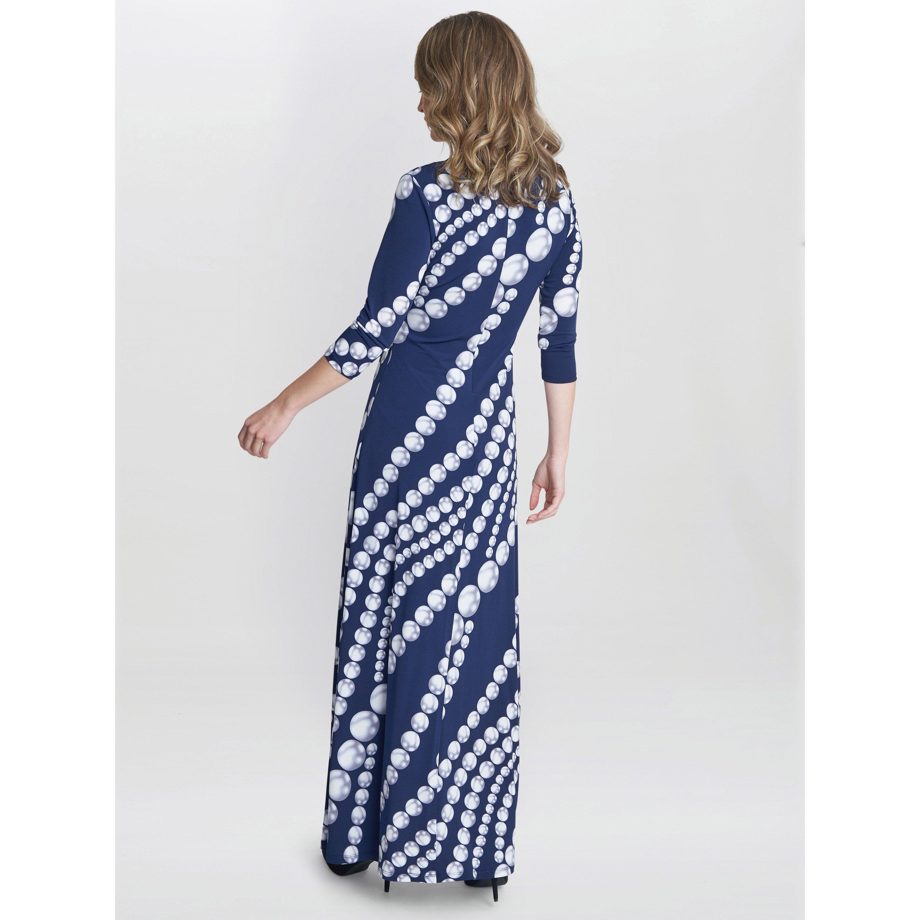Navy / Pearl - Gina Bacconi - Carly Jersey Wrap Maxi Dress - 2
