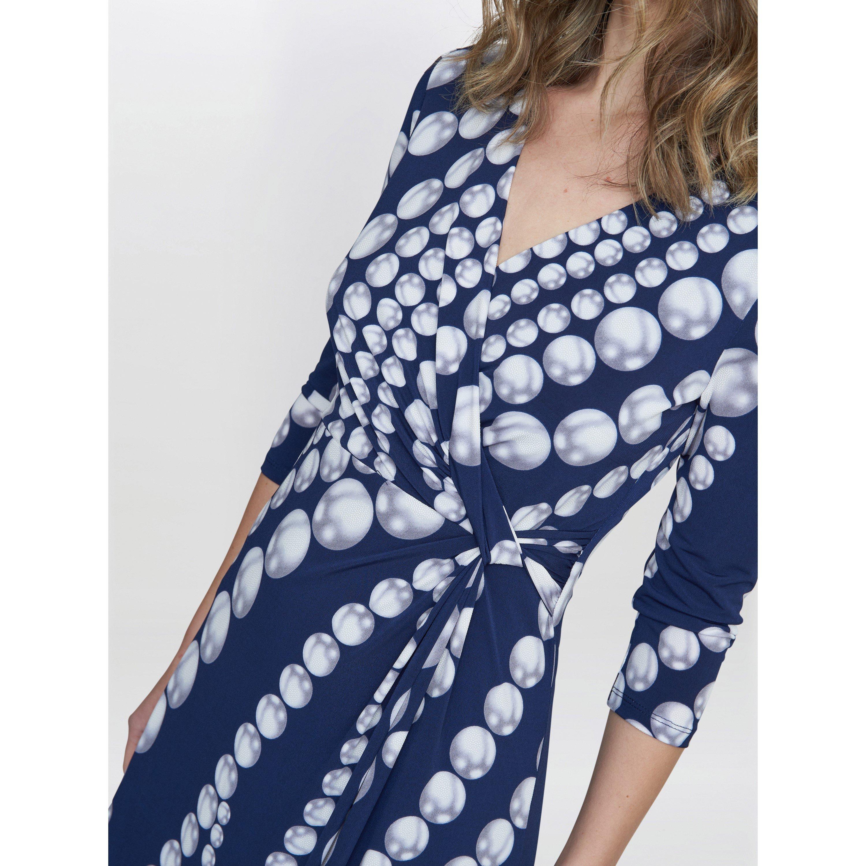 Navy / Pearl - Gina Bacconi - Carly Jersey Wrap Maxi Dress - 4
