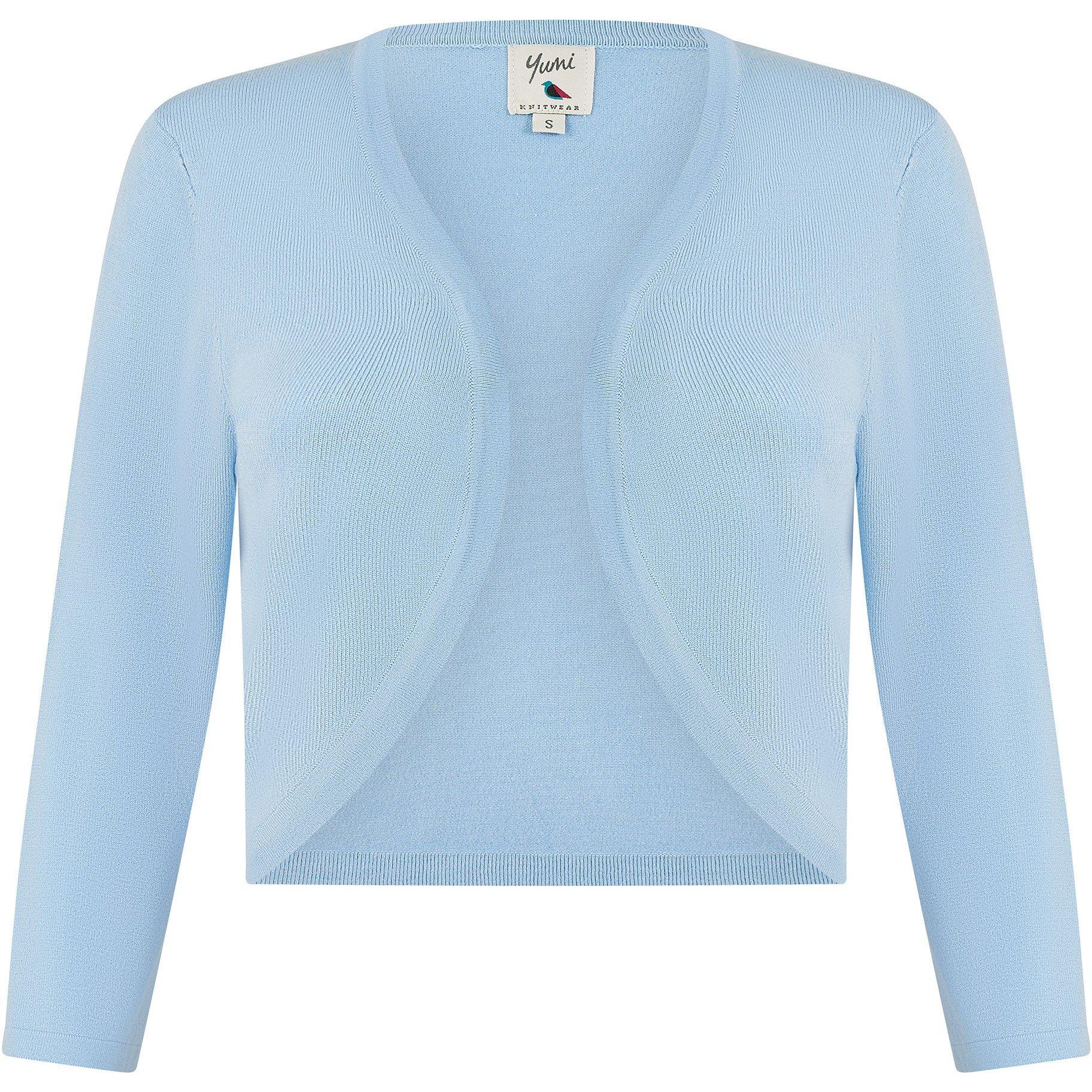 Blue - Yumi - Blue Knitted Curve Bolero - 4