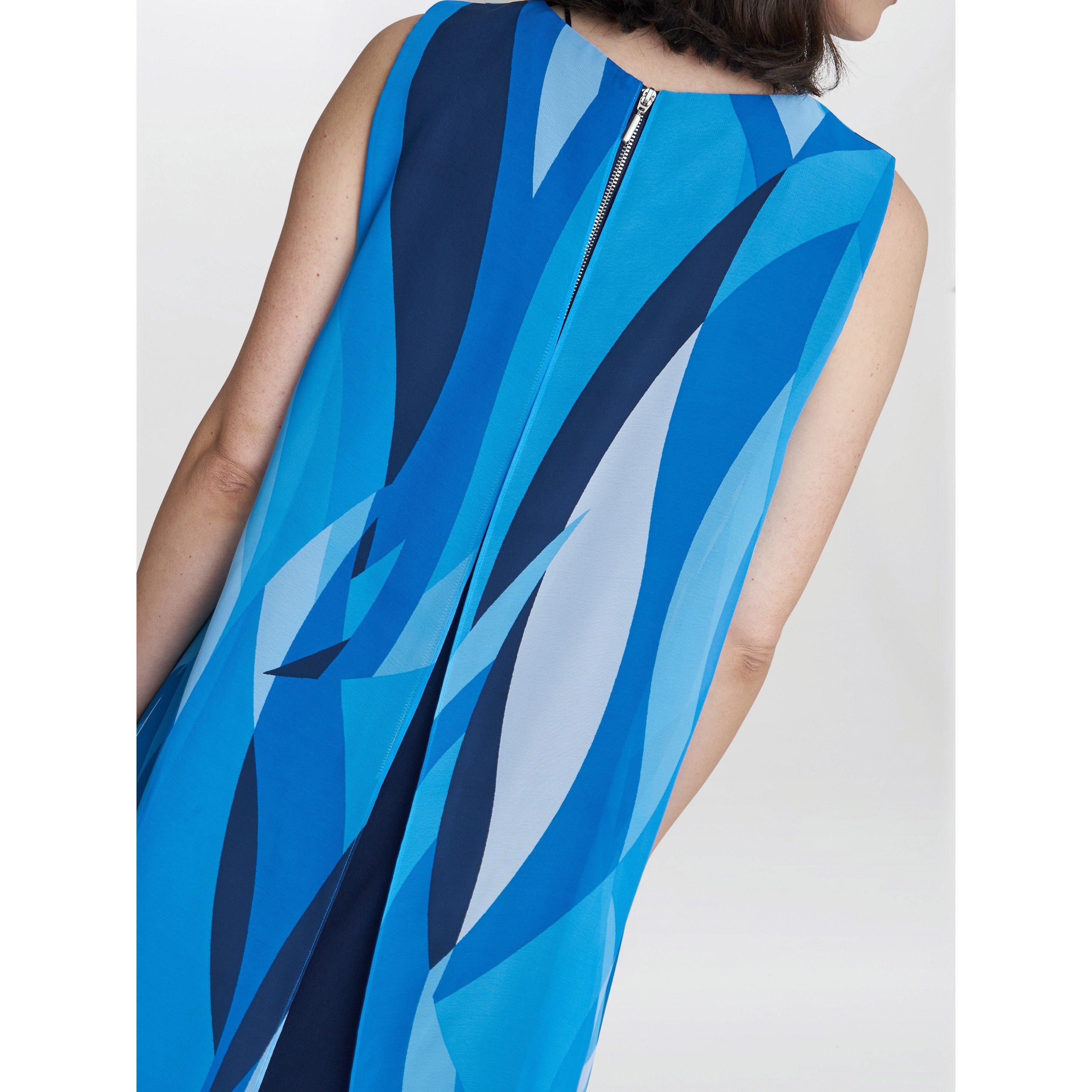 Navy / Multi - Gina Bacconi - Edie Printed Asymmetric Overlay Dress - 5