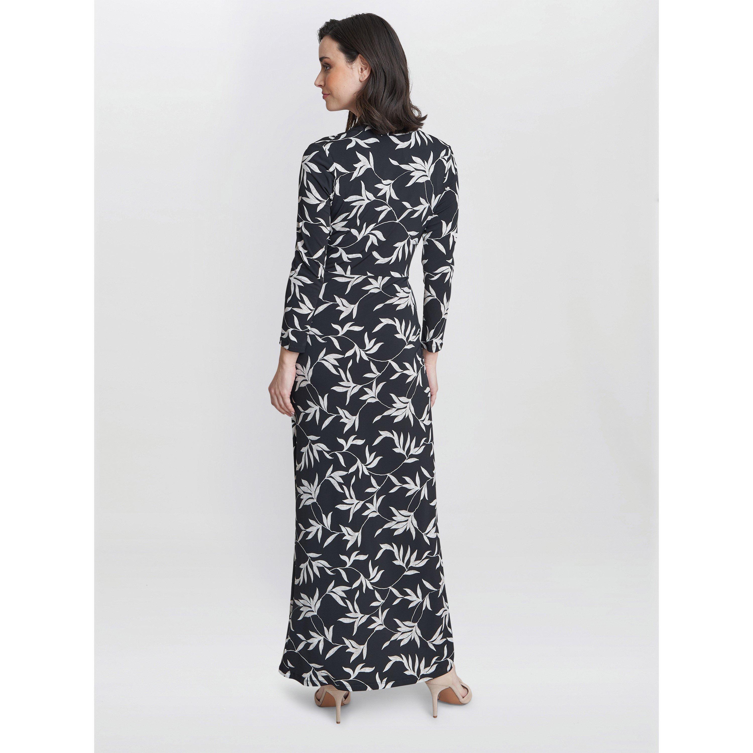 Black / Offwhit - Gina Bacconi - Jade Jersey Wrap Maxi Dress - 2