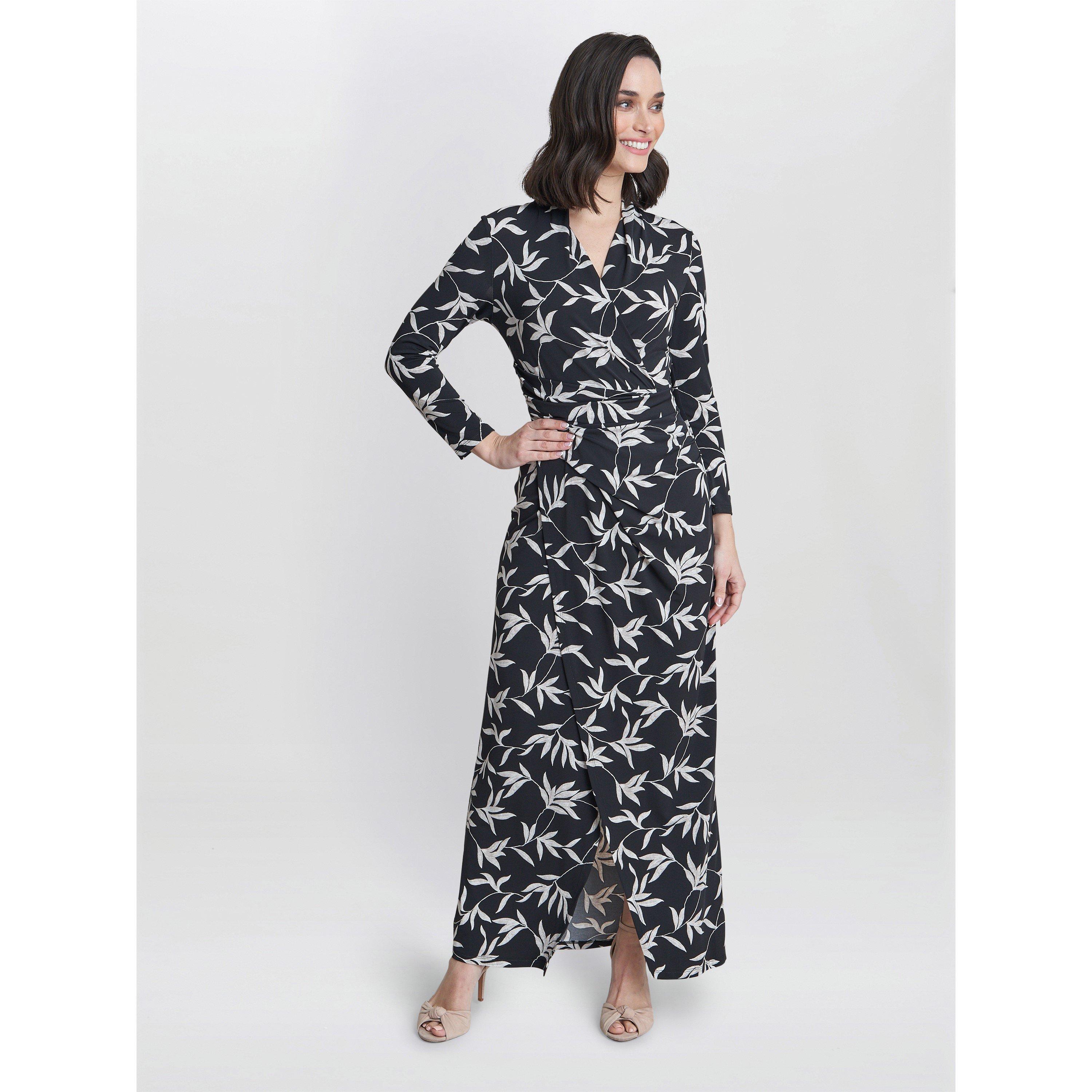 Black / Offwhit - Gina Bacconi - Jade Jersey Wrap Maxi Dress - 3