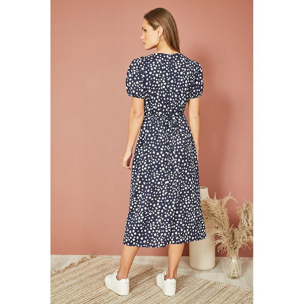 Navy - Mela London - Navy Spot Midi Tea Dress - 3