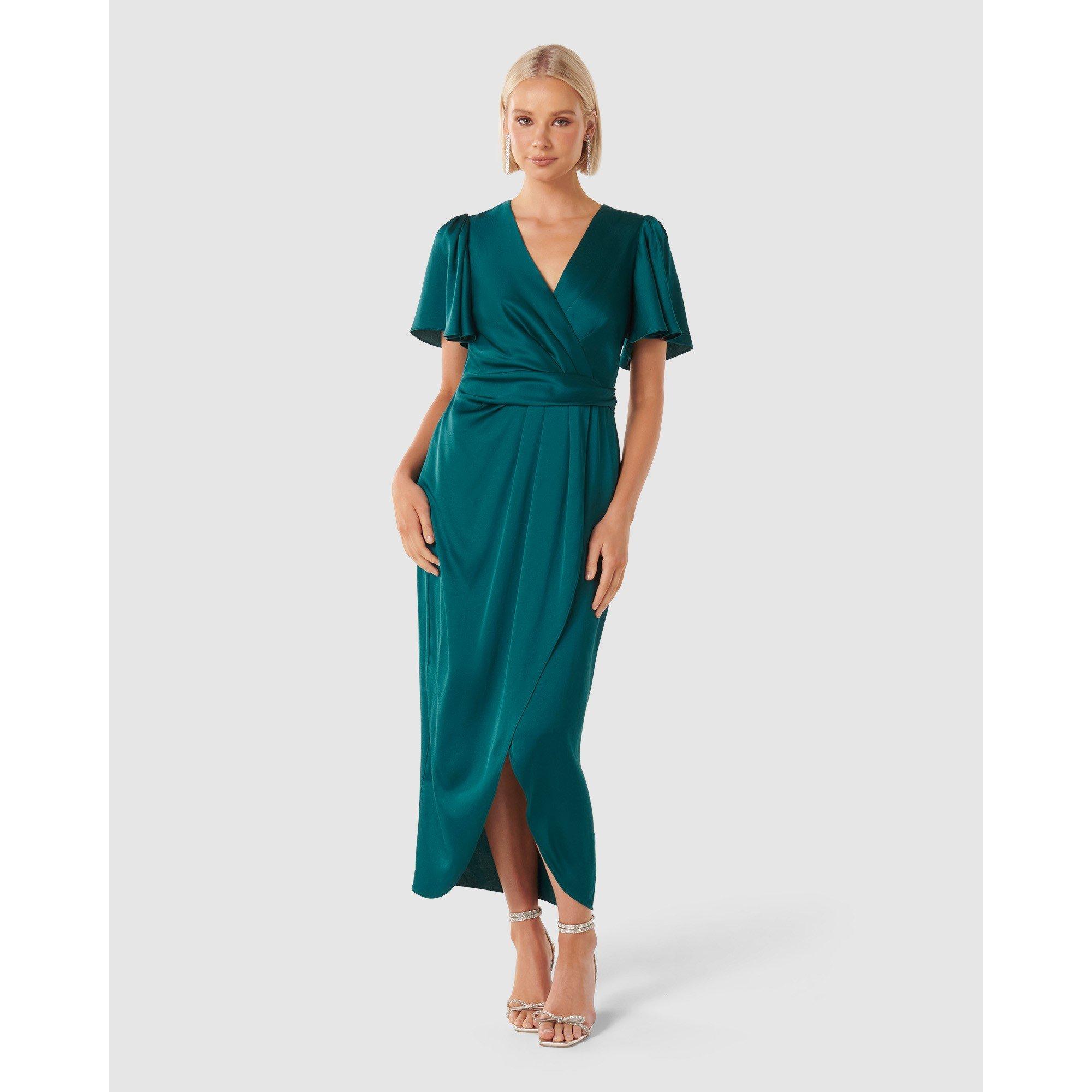 Classic Teal - Forever New - Estelle Flutter Sleeve Midi Dress - 1