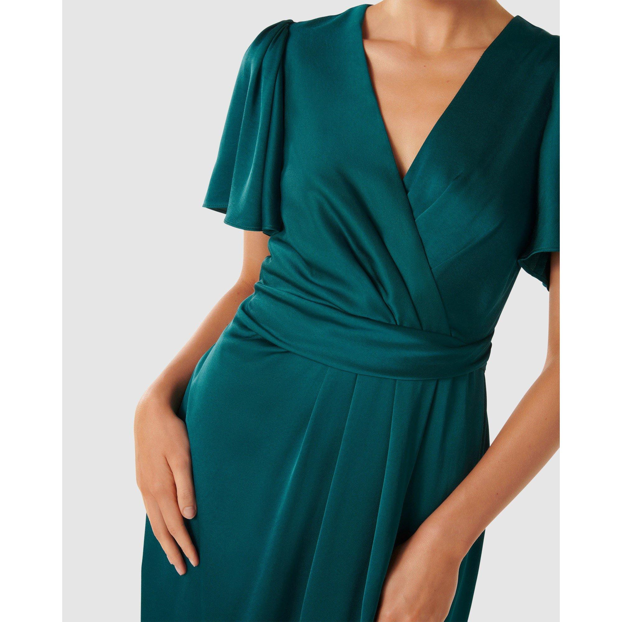 Classic Teal - Forever New - Estelle Flutter Sleeve Midi Dress - 2