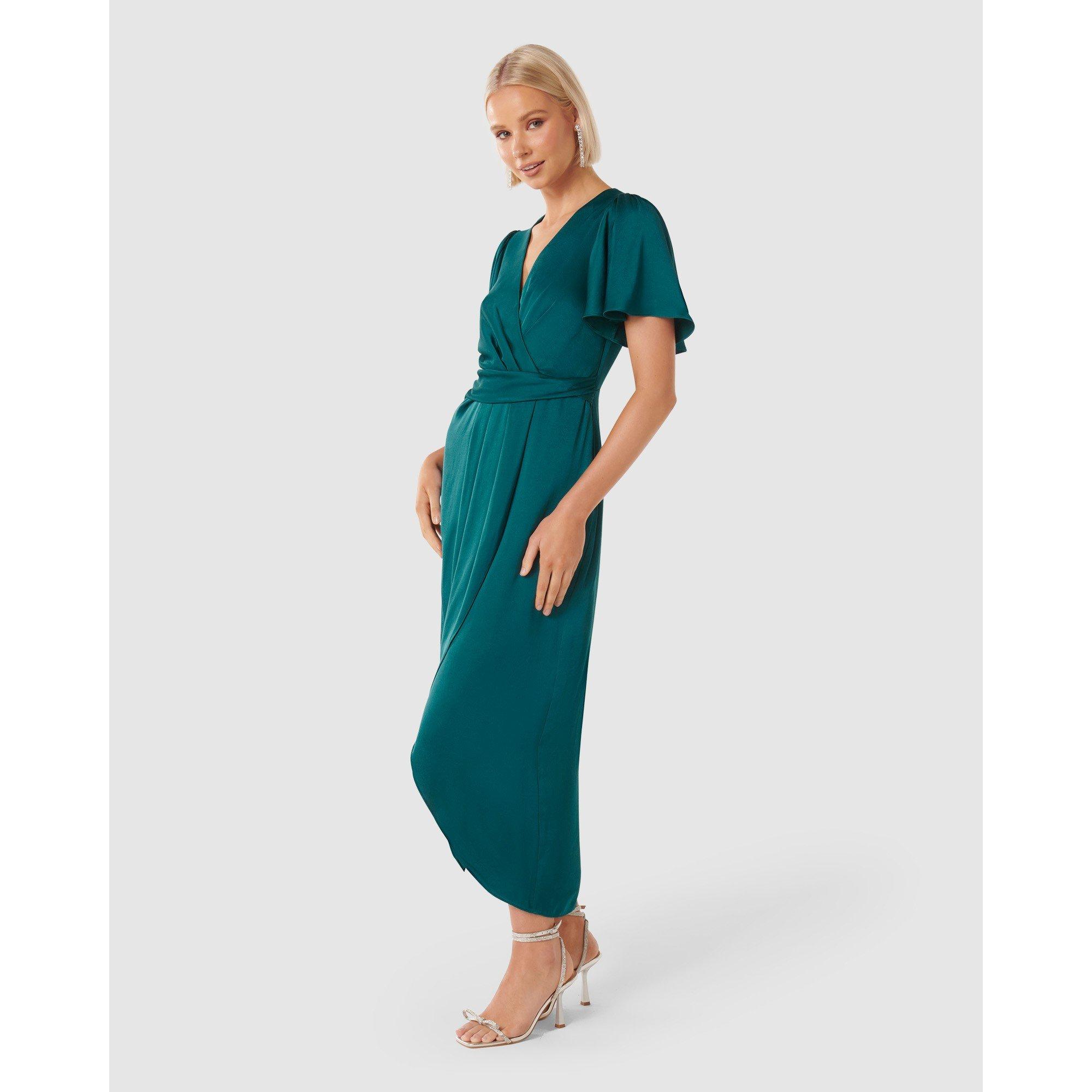 Classic Teal - Forever New - Estelle Flutter Sleeve Midi Dress - 3