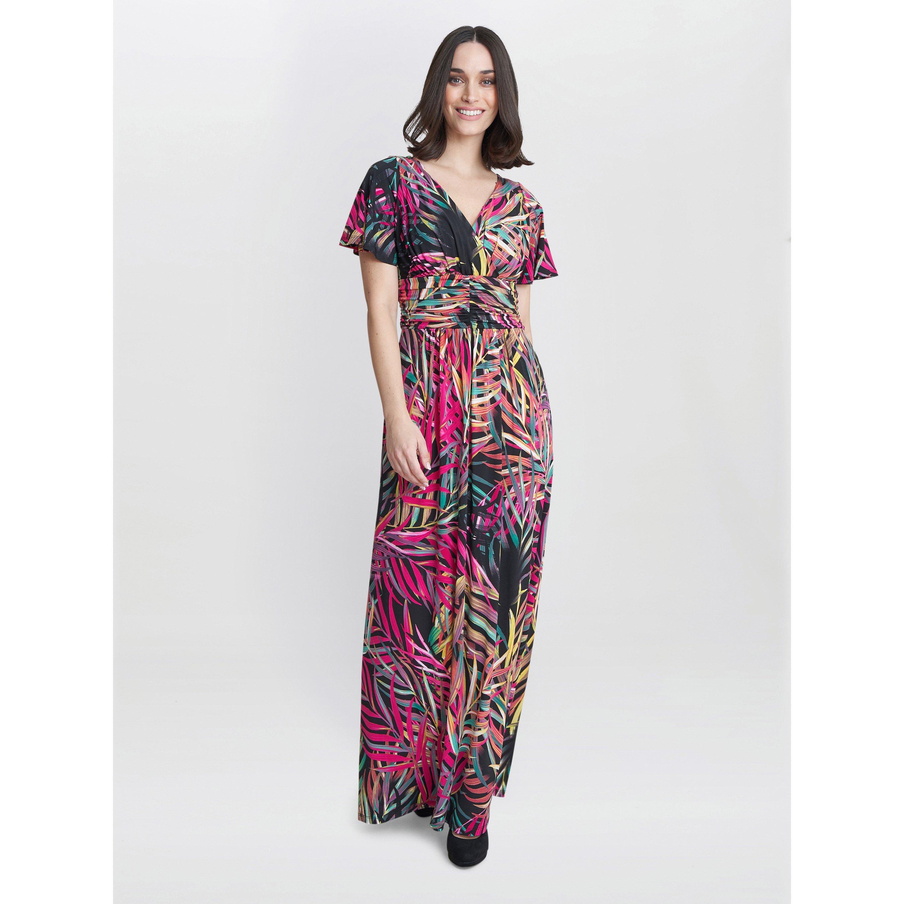 Gina Bacconi Women's Felicity Jersey Maxi Dress - Black / Fuschia - 10