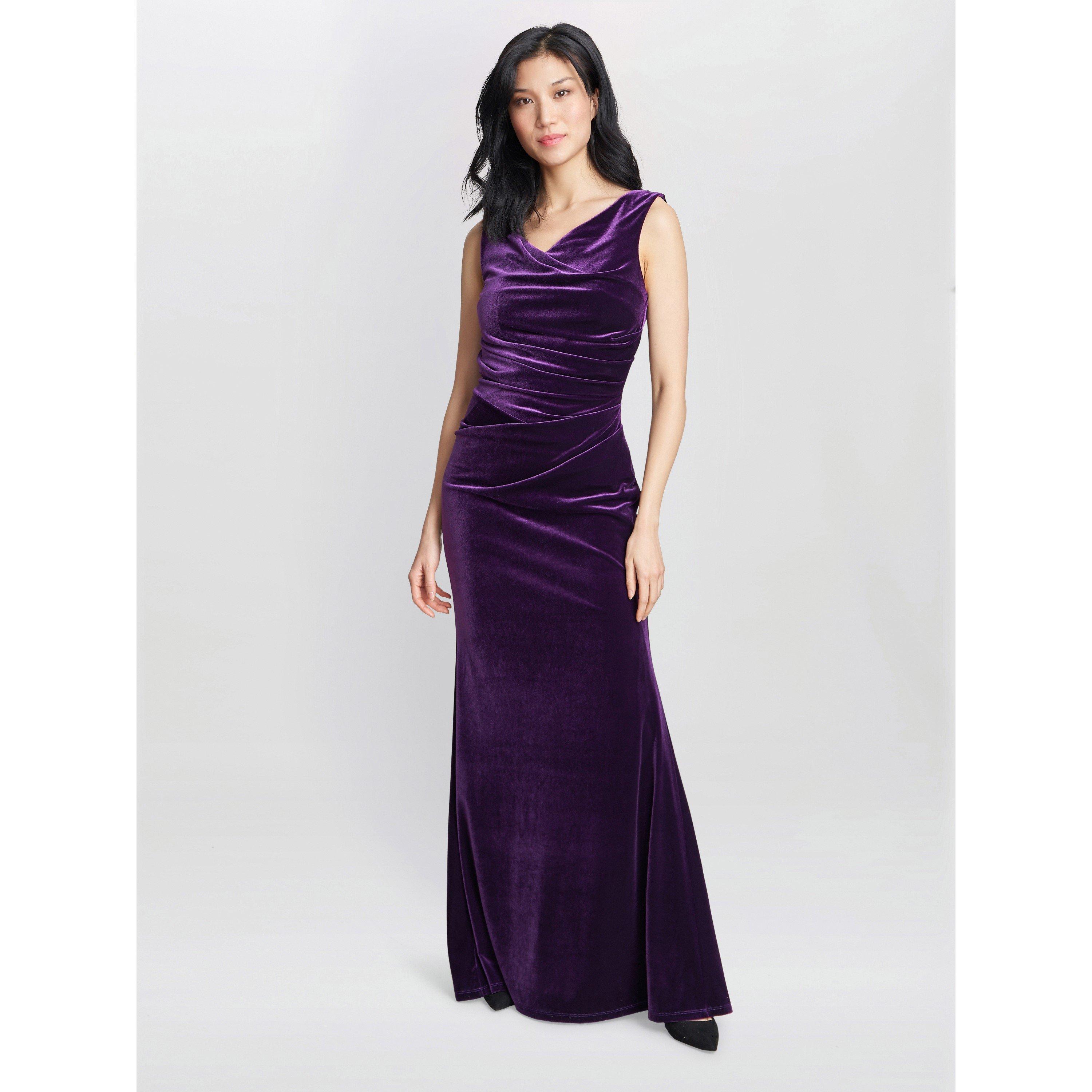 Aubergine - Gina Bacconi - Women's Selena Velvet Ball Gown - 1