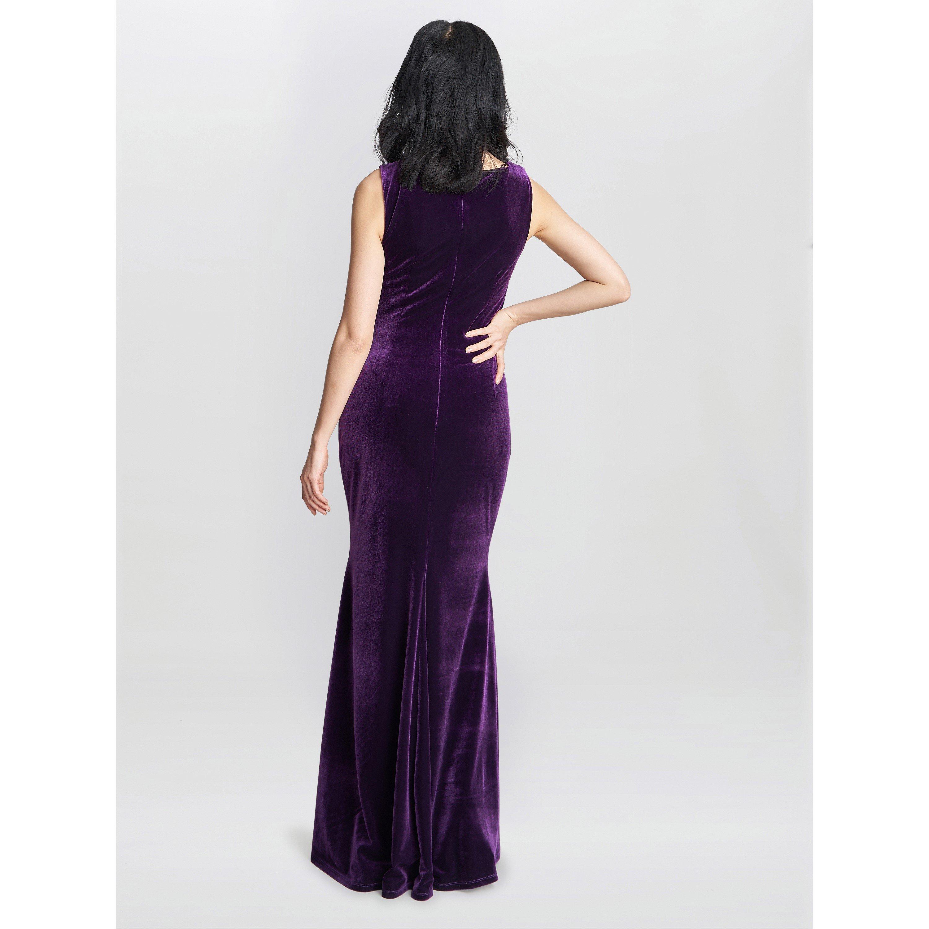 Aubergine - Gina Bacconi - Women's Selena Velvet Ball Gown - 2