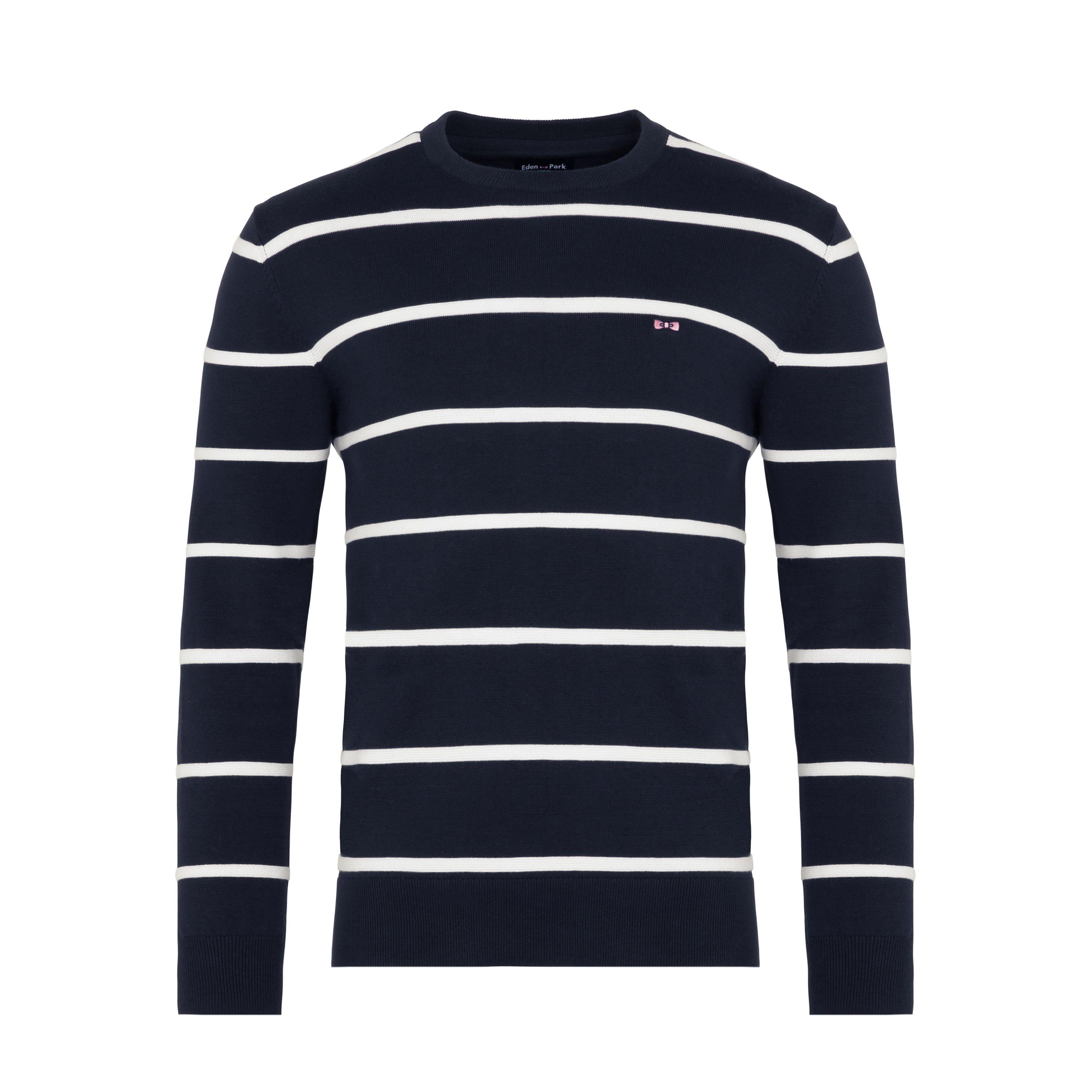 Eden Park Men's Navy Blue Jumper In Combination Knit - Blf Bc - 4XL