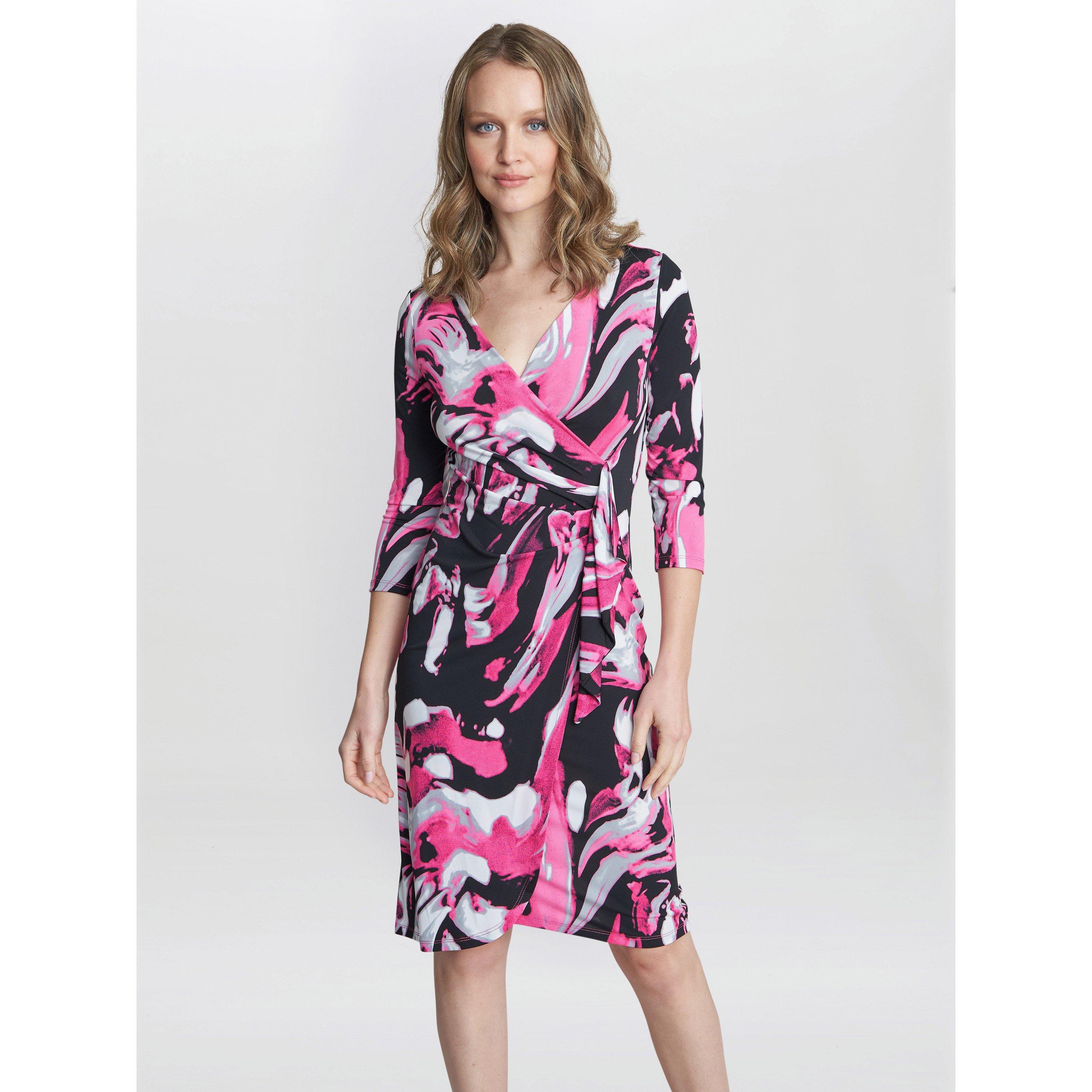 Pinky Grey - Gina Bacconi - Anabelle Printed Jersey Ruffle Dress - 1