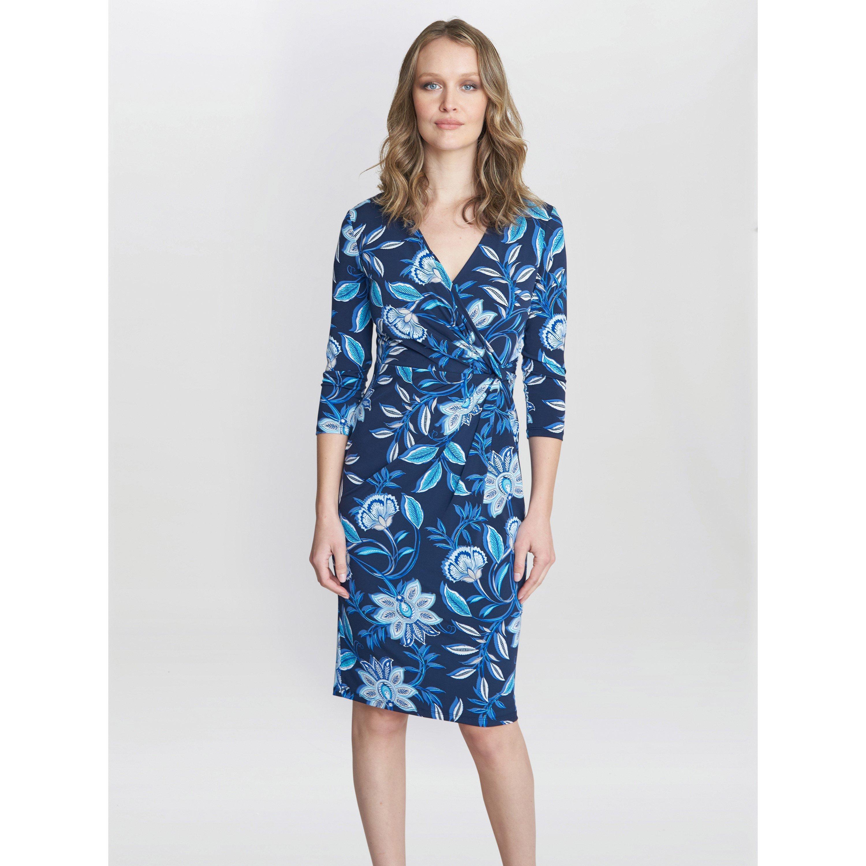 Gina Bacconi Women's Cameron Jersey Wrap Dress - Black / Teal - 22