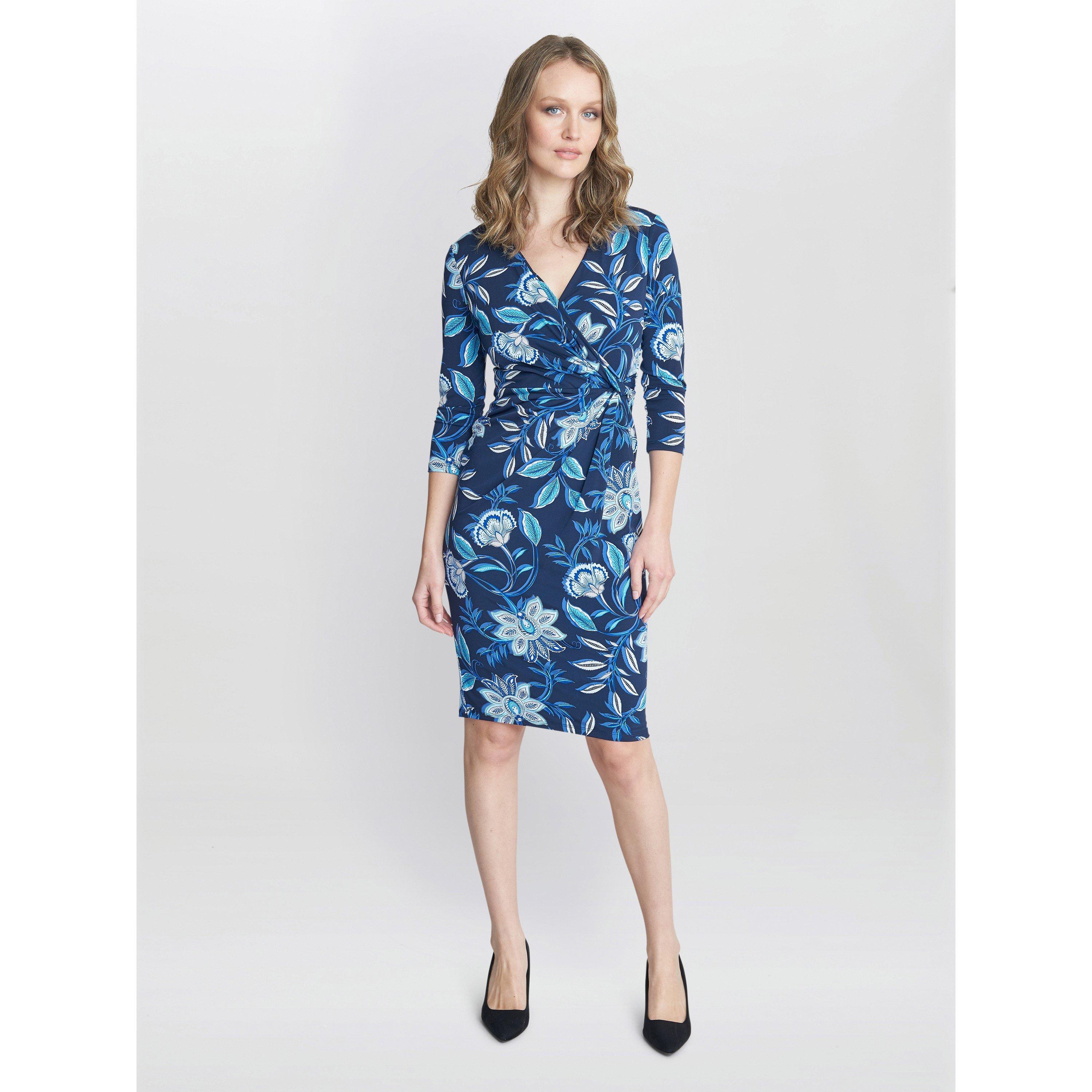 Black / Teal - Gina Bacconi - Cameron Jersey Wrap Dress - 3