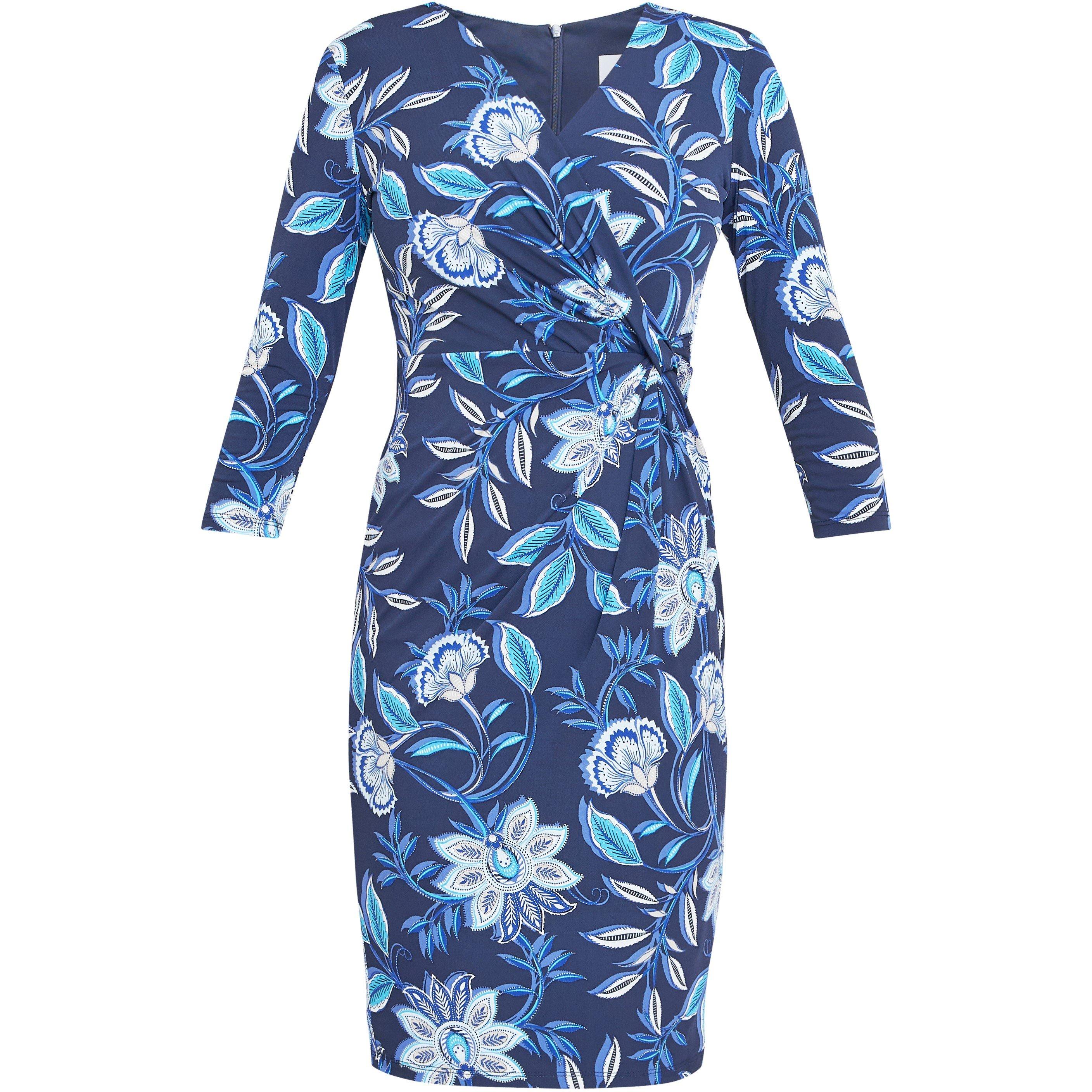 Black / Teal - Gina Bacconi - Cameron Jersey Wrap Dress - 4