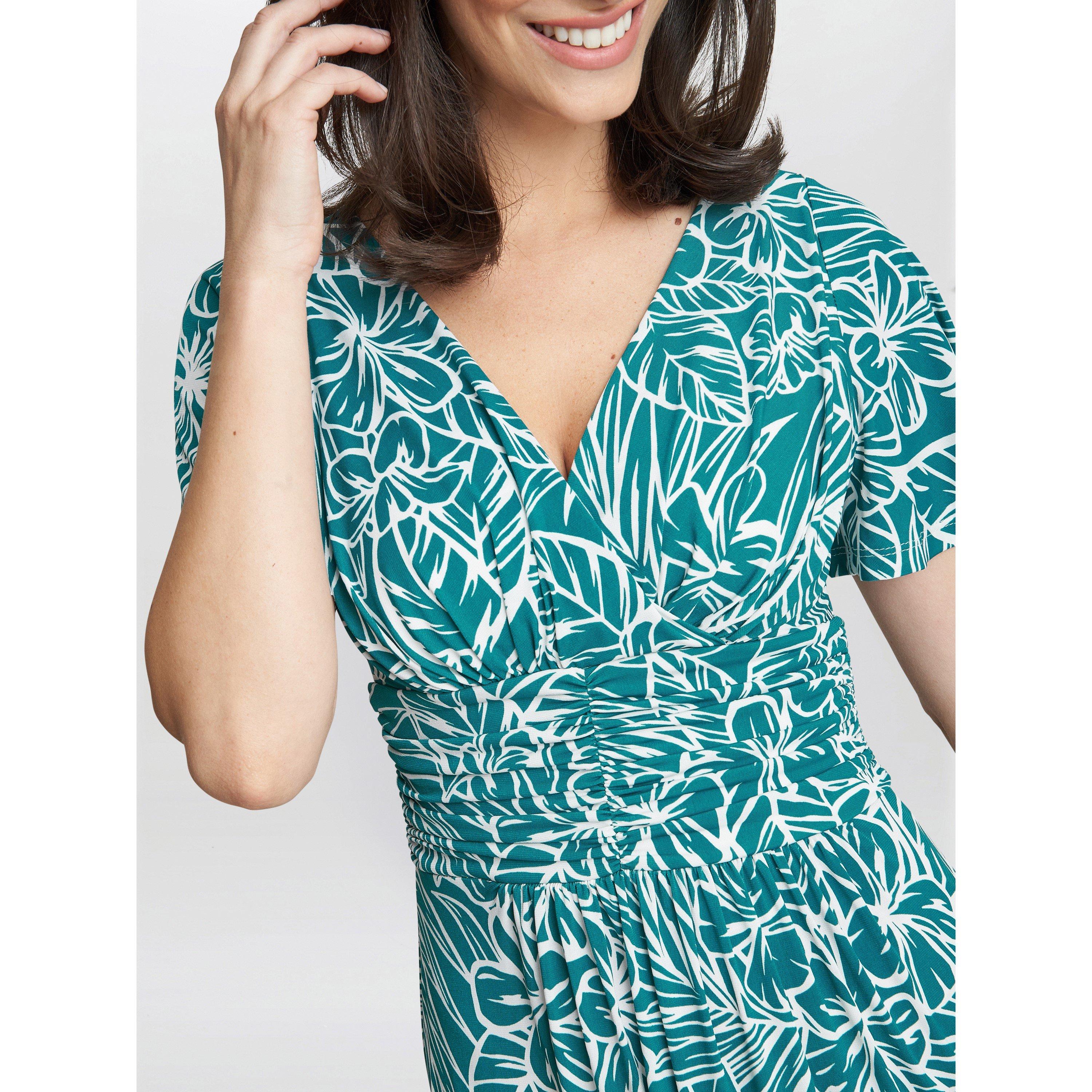 Teal - Gina Bacconi - Fatima Jersey Maxi Dress - 5