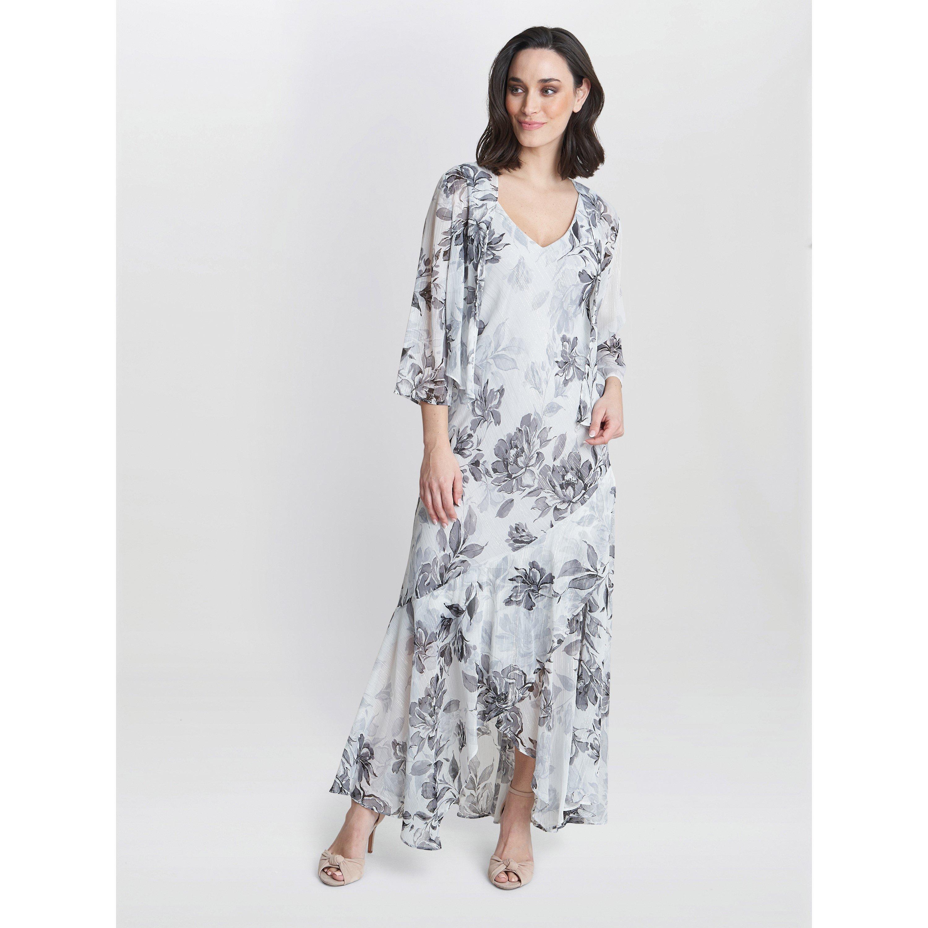 Black / Silver - Gina Bacconi - Mandy Midi Printed Dress And Jacket - 3