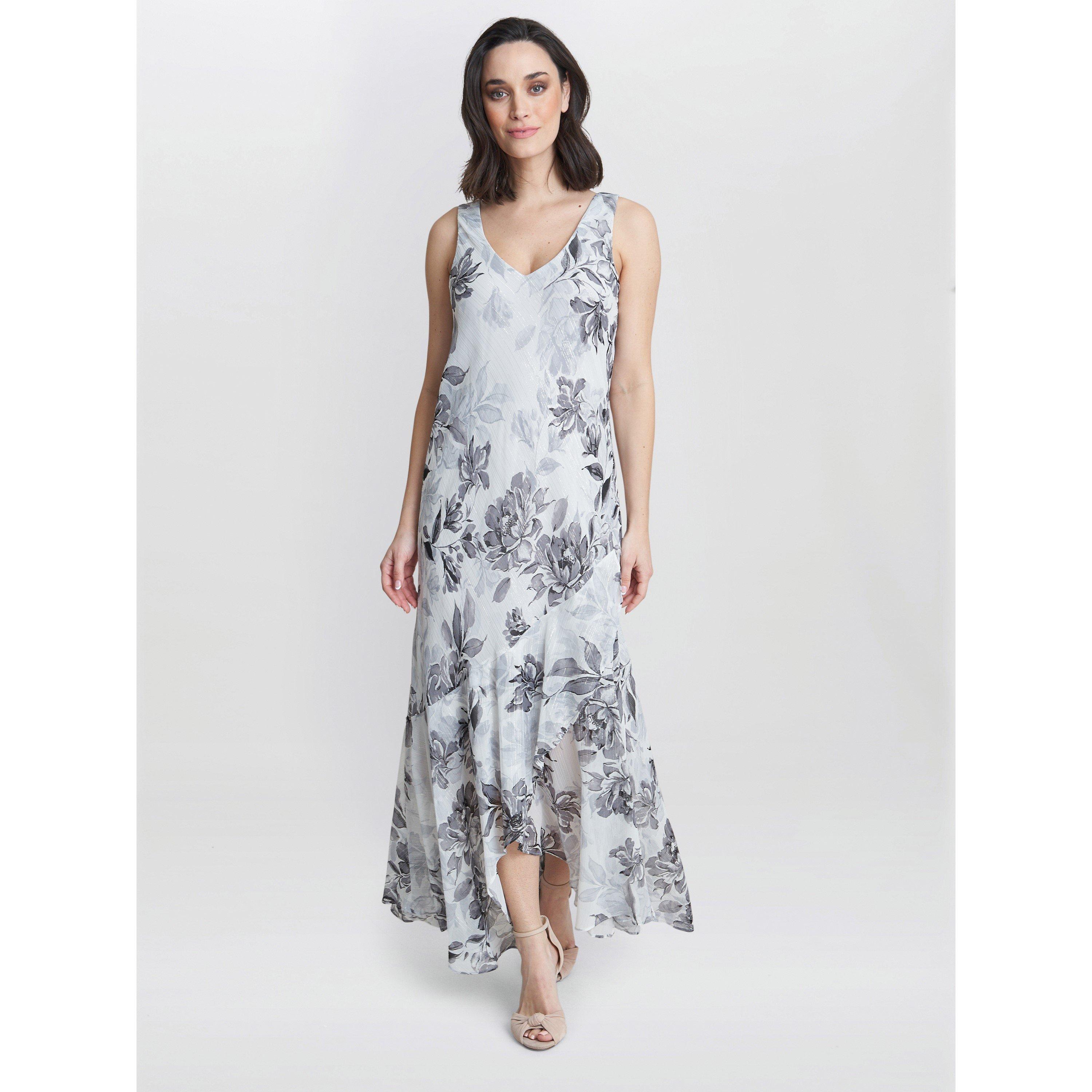 Black / Silver - Gina Bacconi - Mandy Midi Printed Dress And Jacket - 7