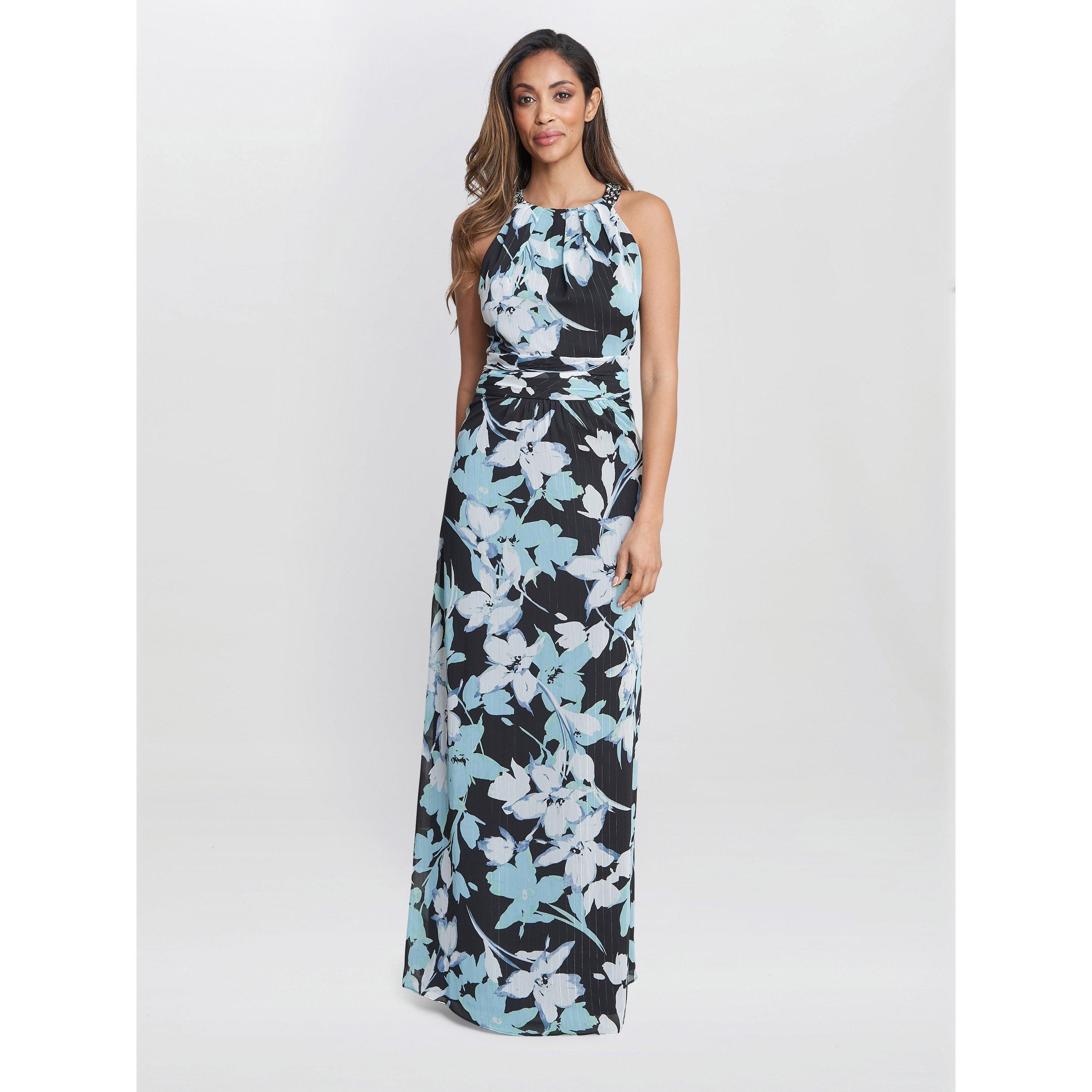Gina Bacconi Women's Irina Printed Halter Neck Maxi Dress - Black /  - 22
