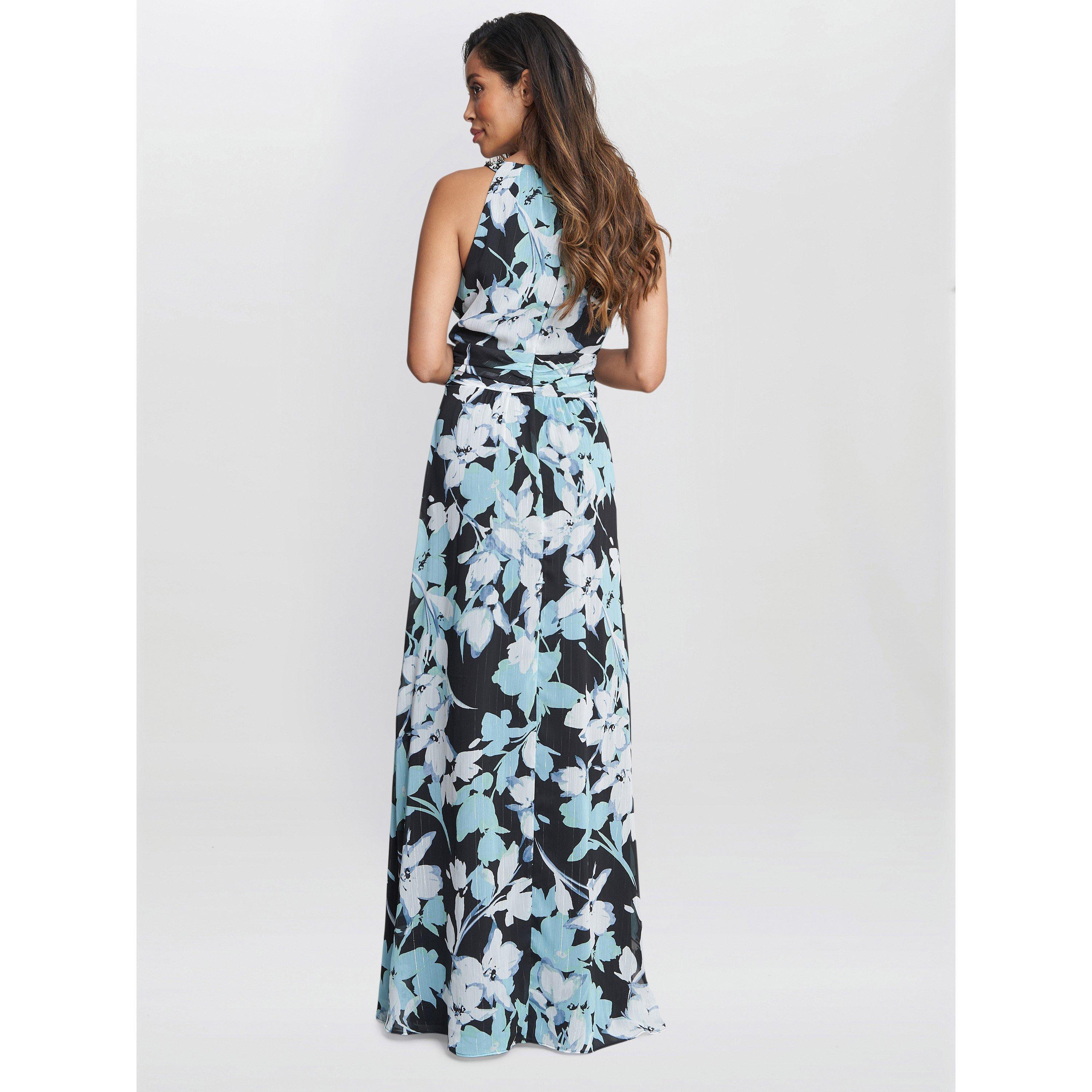 Black / Multi - Gina Bacconi - Irina Printed Halter Neck Maxi Dress - 2