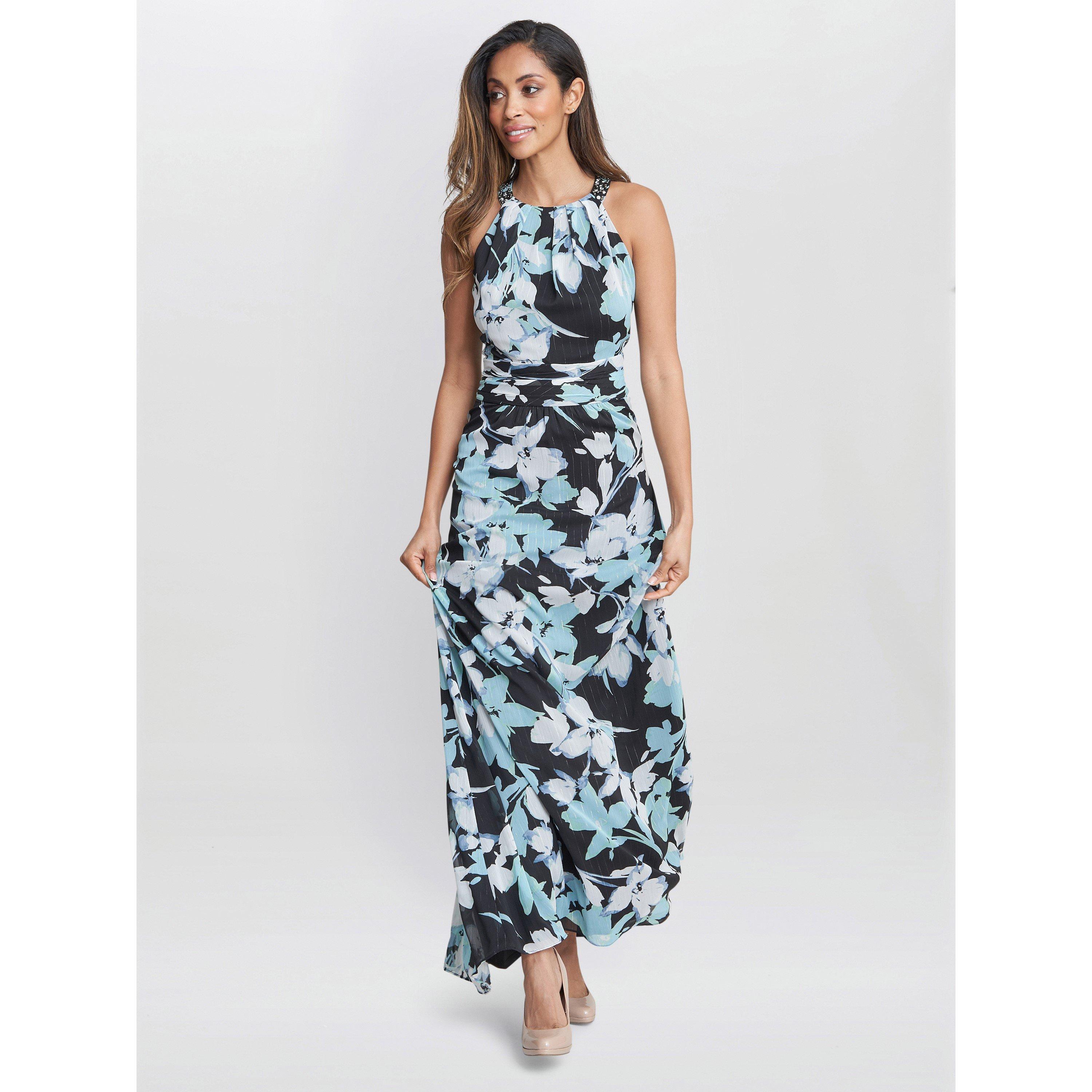 Black / Multi - Gina Bacconi - Irina Printed Halter Neck Maxi Dress - 3