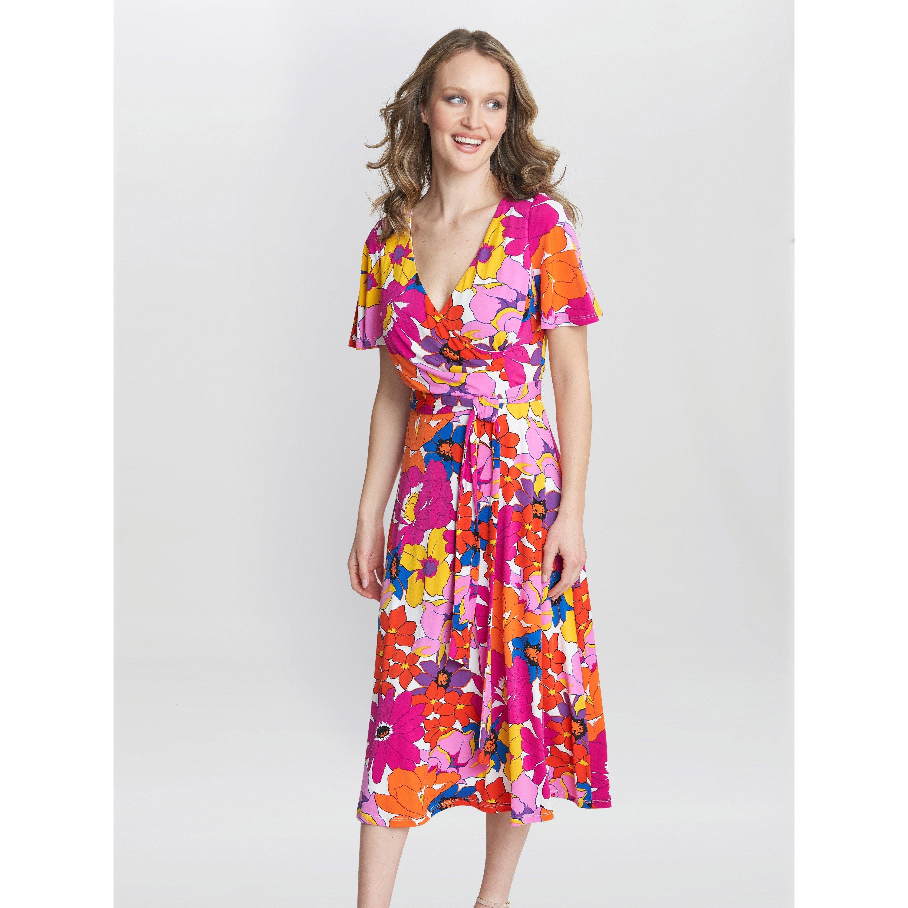 Pink / Orange - Gina Bacconi - Ellie Fit And Flare Dress - 1
