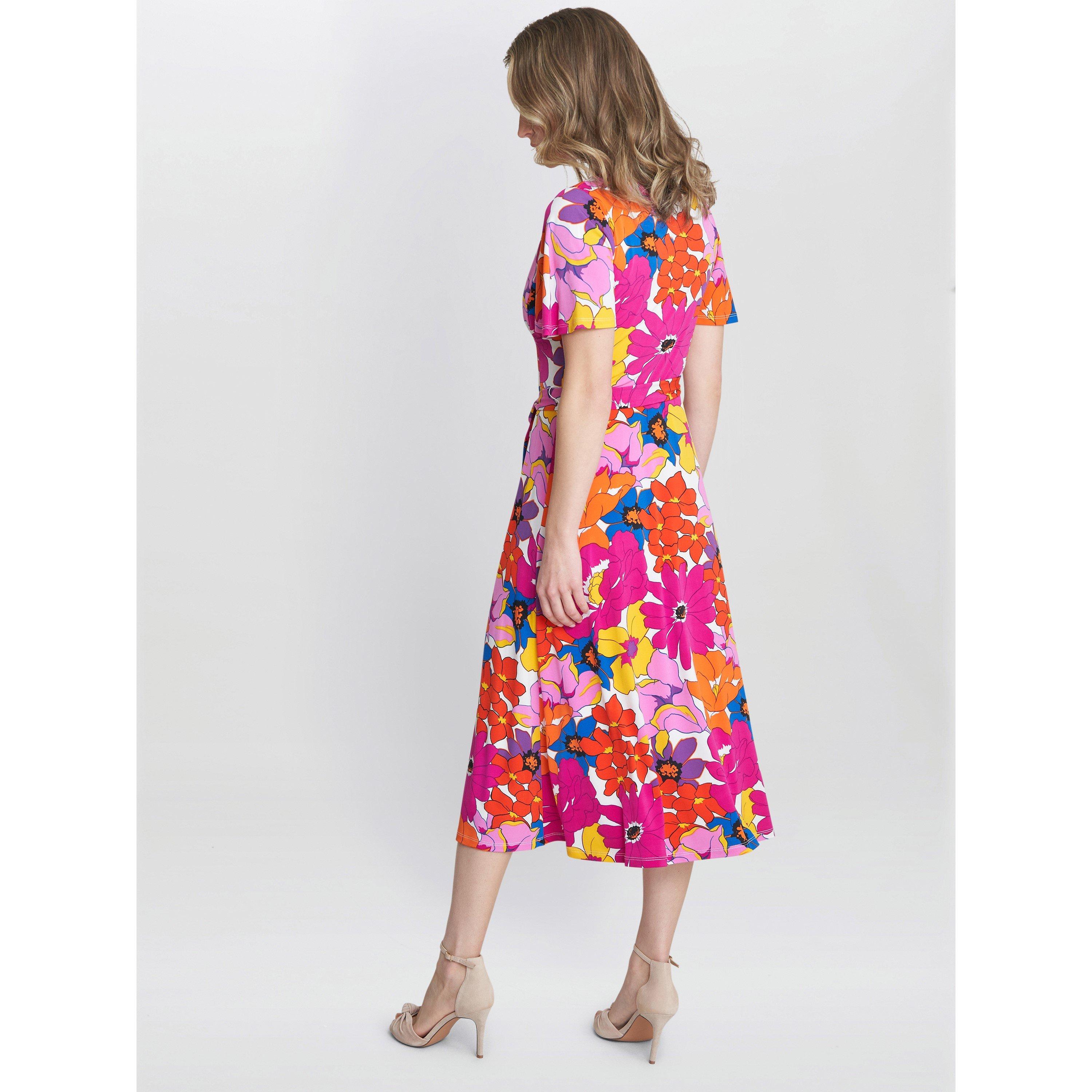 Pink / Orange - Gina Bacconi - Ellie Fit And Flare Dress - 2