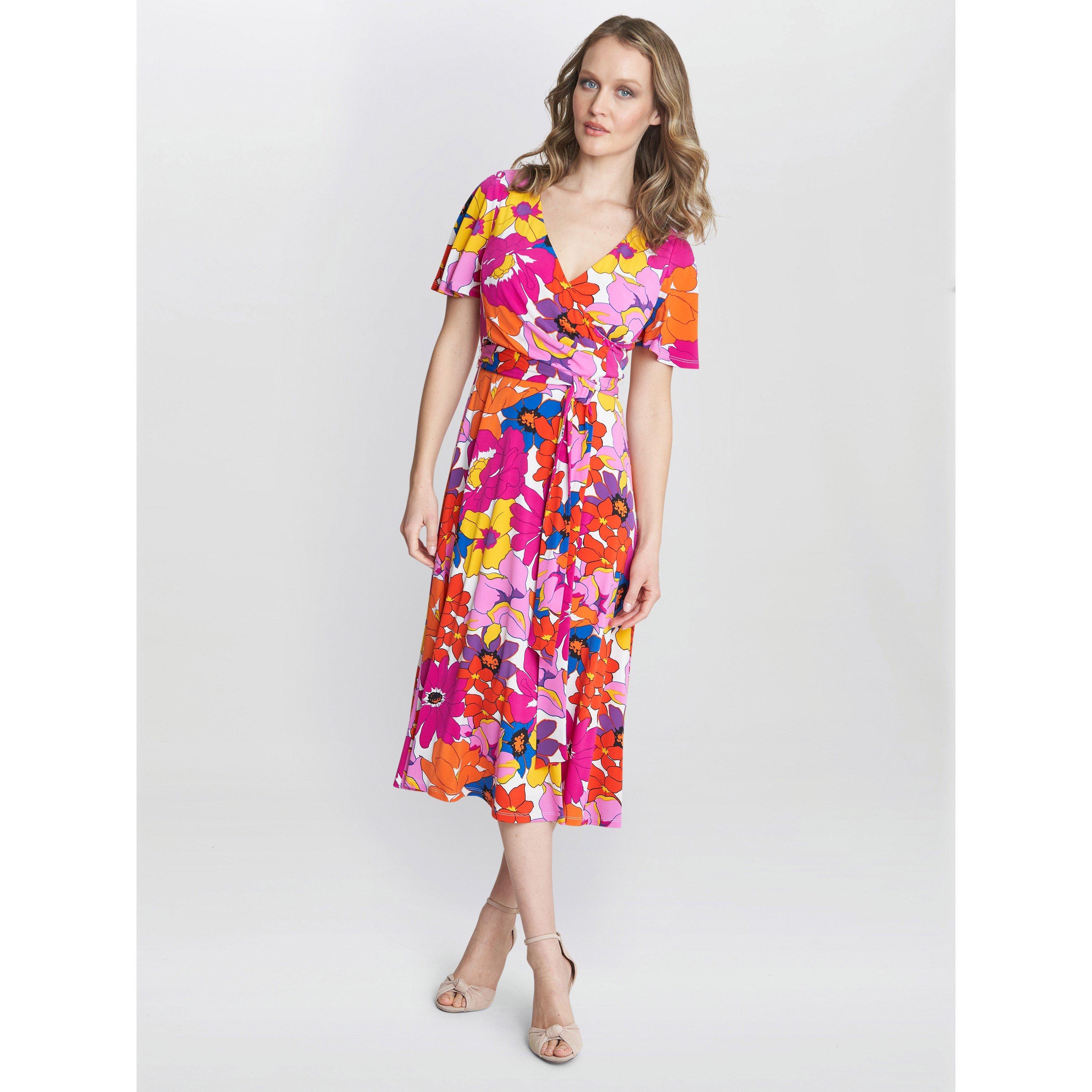 Pink / Orange - Gina Bacconi - Ellie Fit And Flare Dress - 3