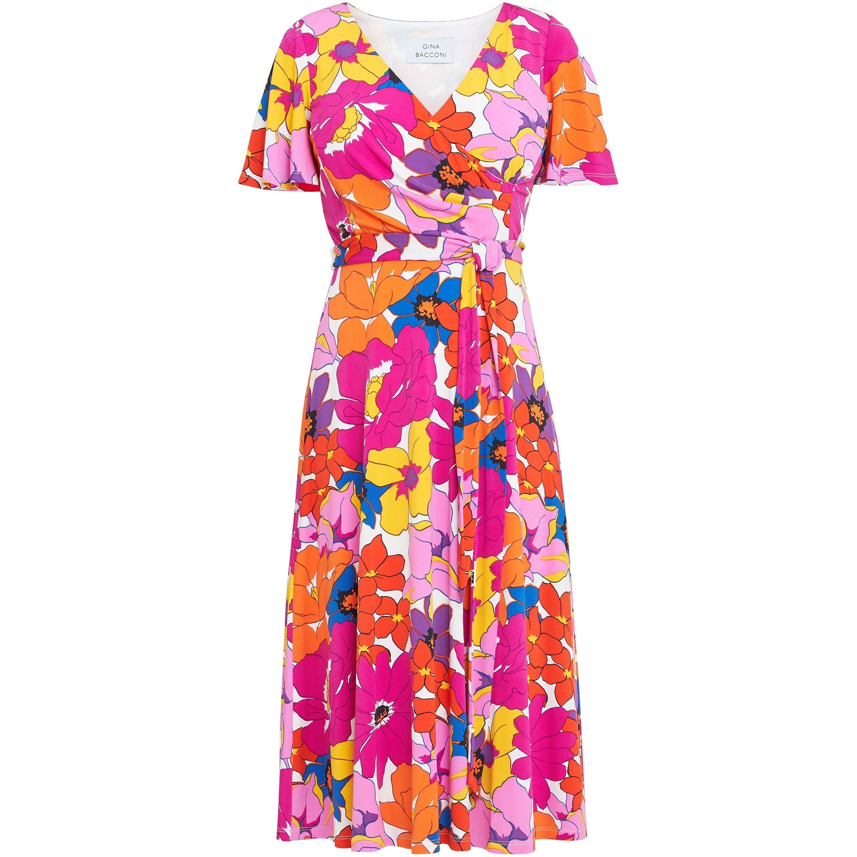Pink / Orange - Gina Bacconi - Ellie Fit And Flare Dress - 4