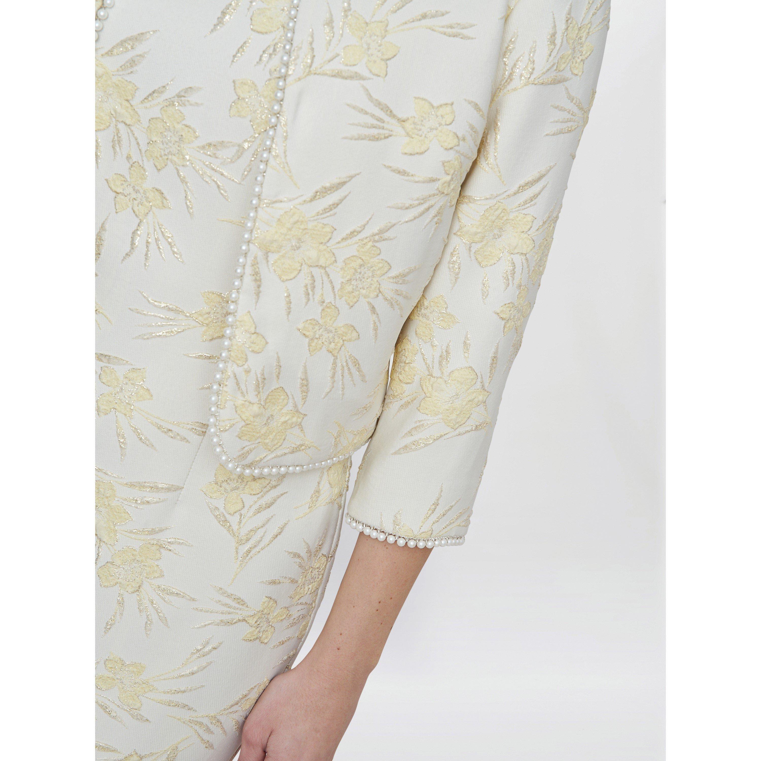 Yellow Gold - Gina Bacconi - Lindsay Dress And Jacket With Pearl Trim - 5