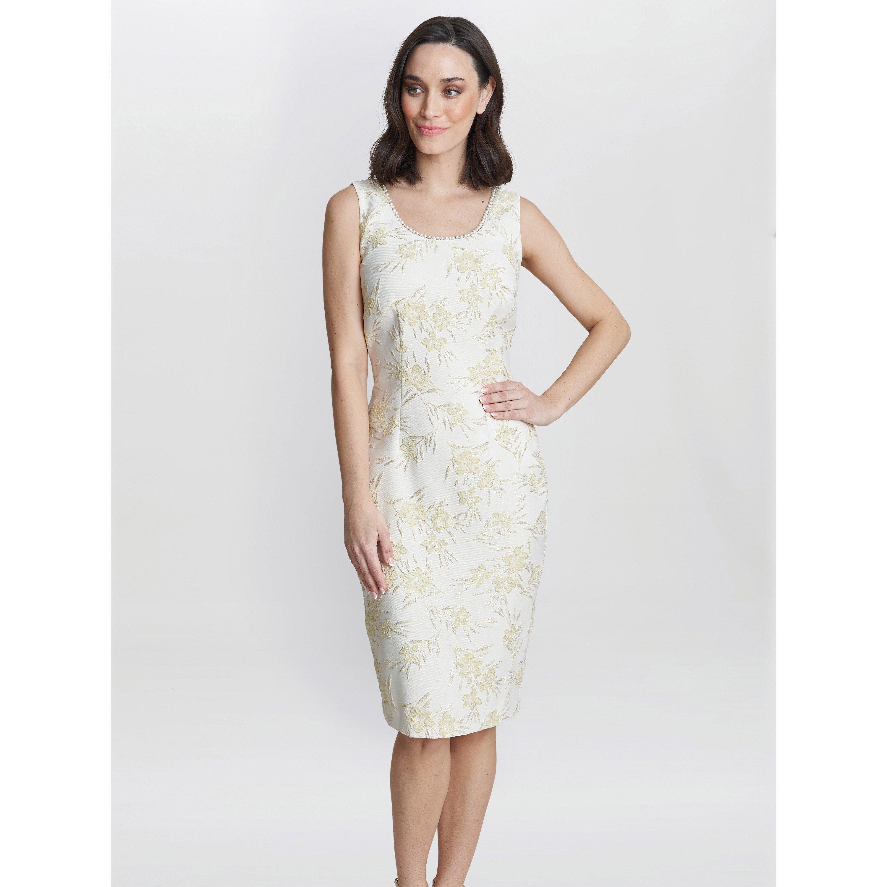 Yellow Gold - Gina Bacconi - Lindsay Dress And Jacket With Pearl Trim - 6