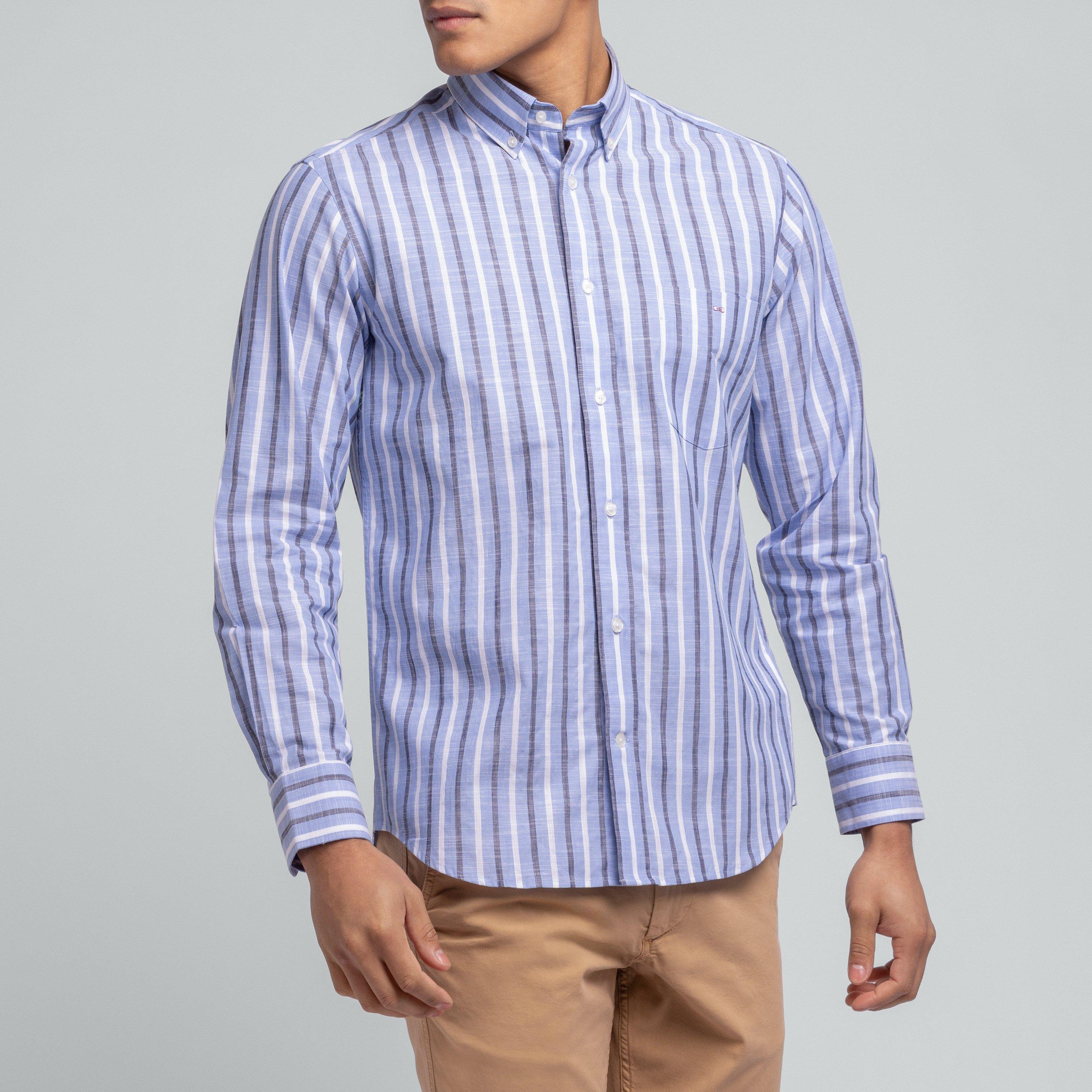 Blf4 - Eden Park - Blue shirt with bicolour stripes - 2