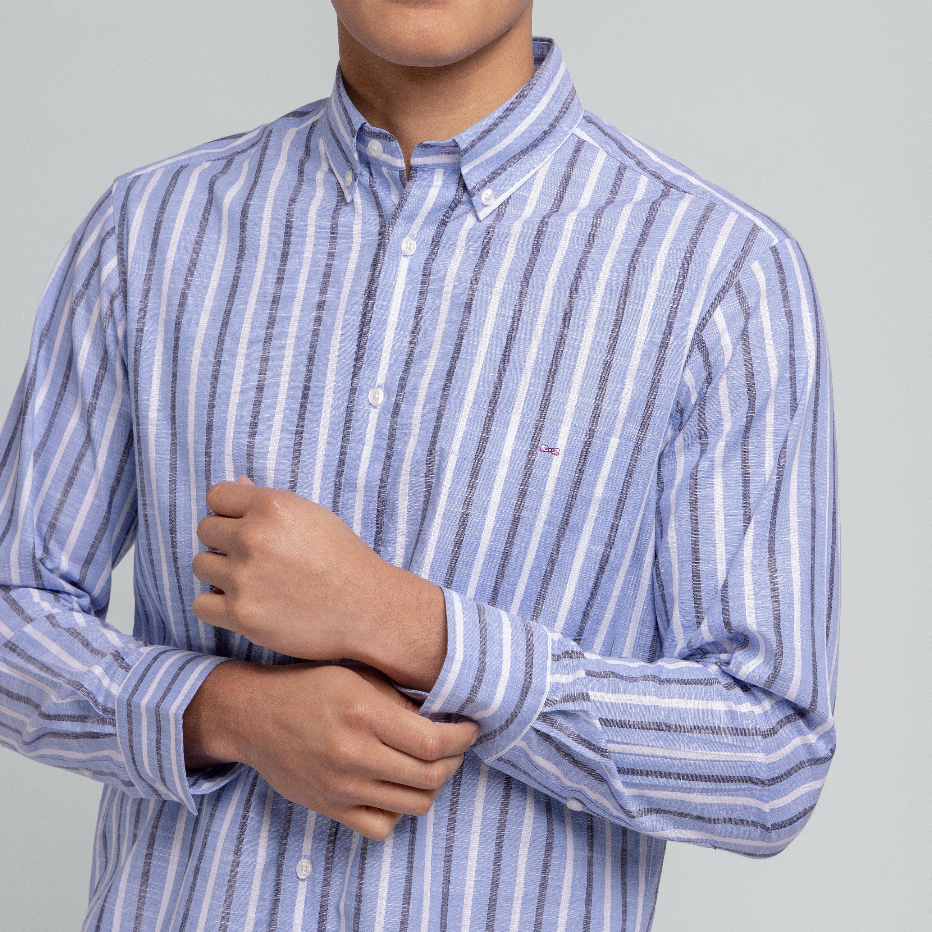 Blf4 - Eden Park - Blue shirt with bicolour stripes - 3