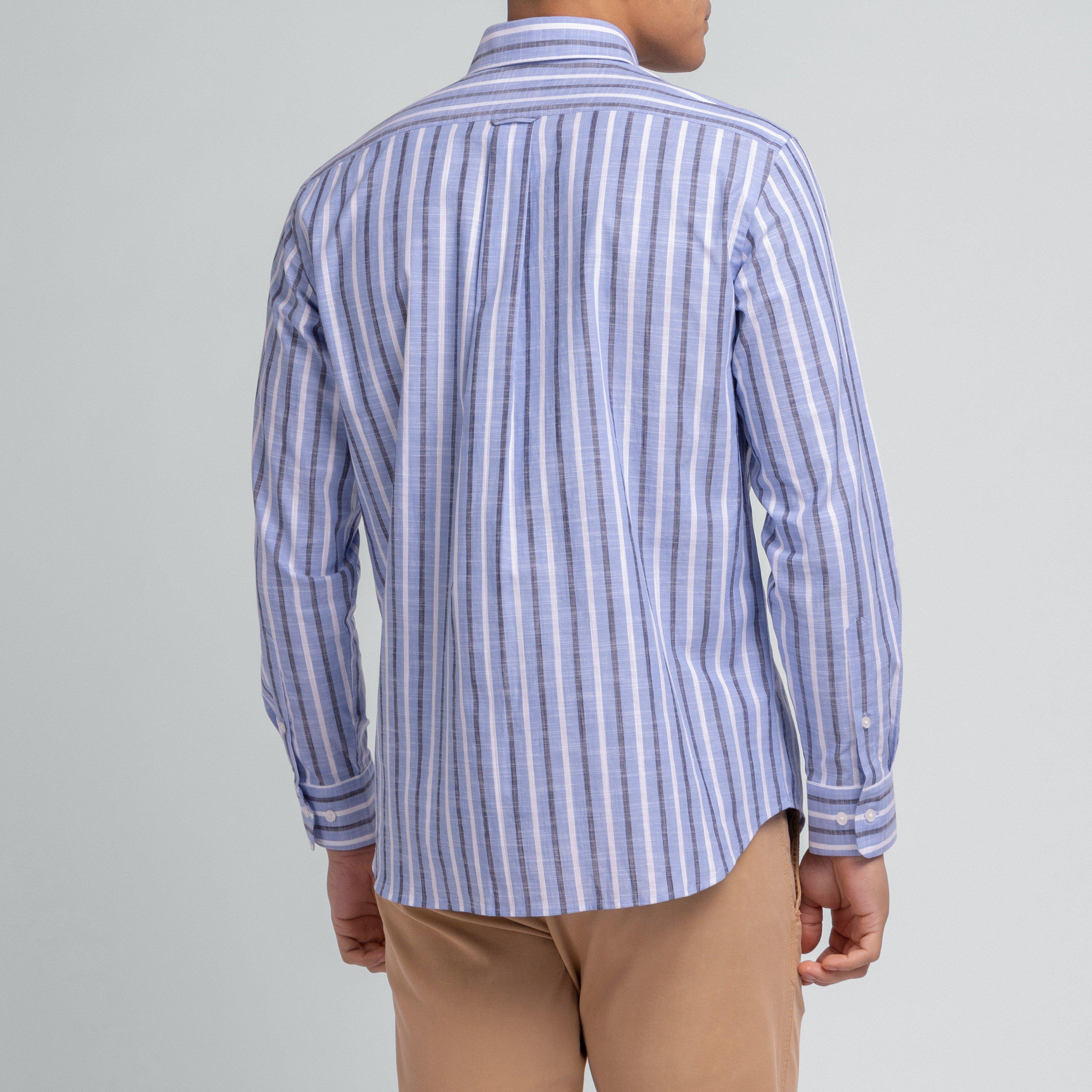 Blf4 - Eden Park - Blue shirt with bicolour stripes - 4