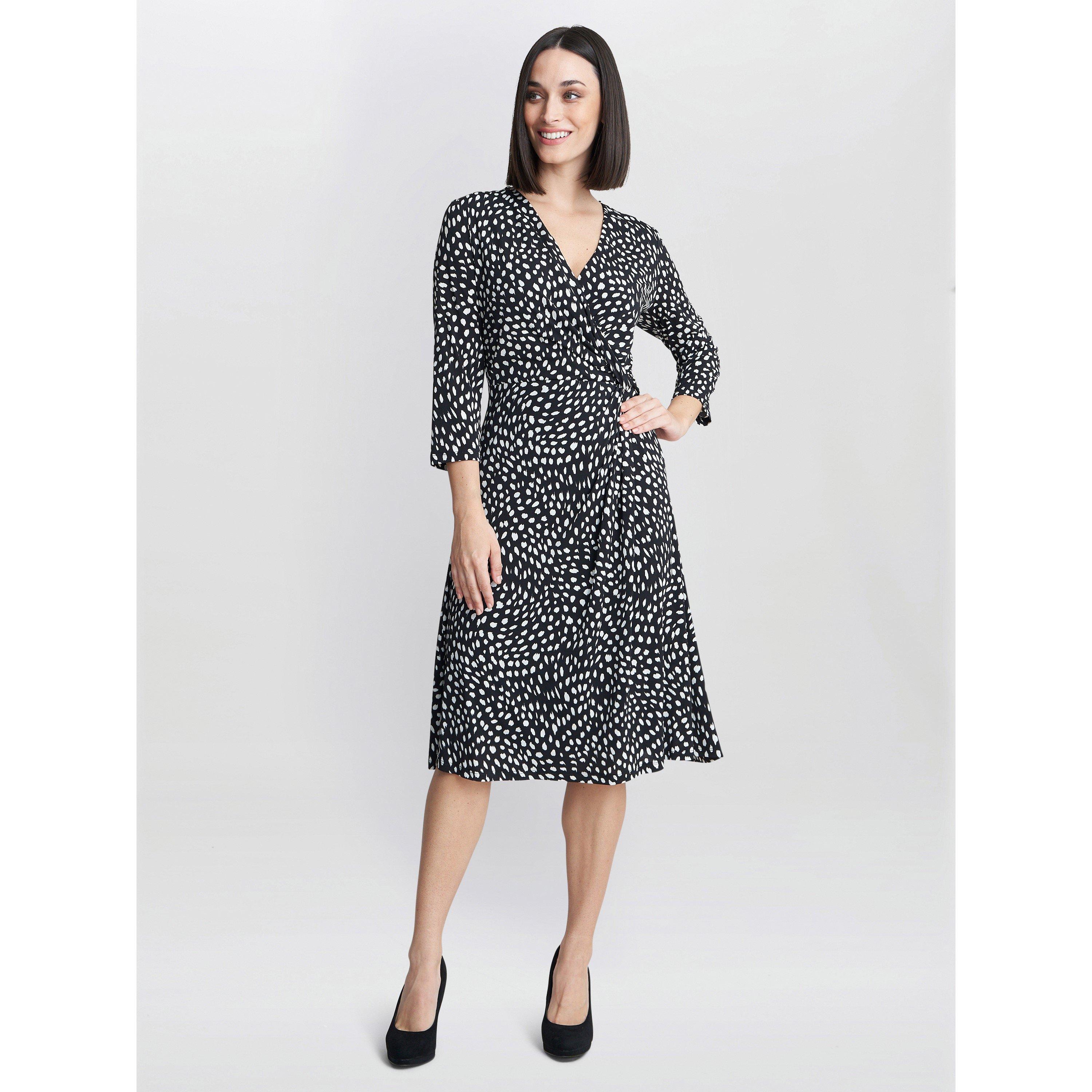 Black / Offwhit - Gina Bacconi - Camilla Jersey Wrap Dress - 3