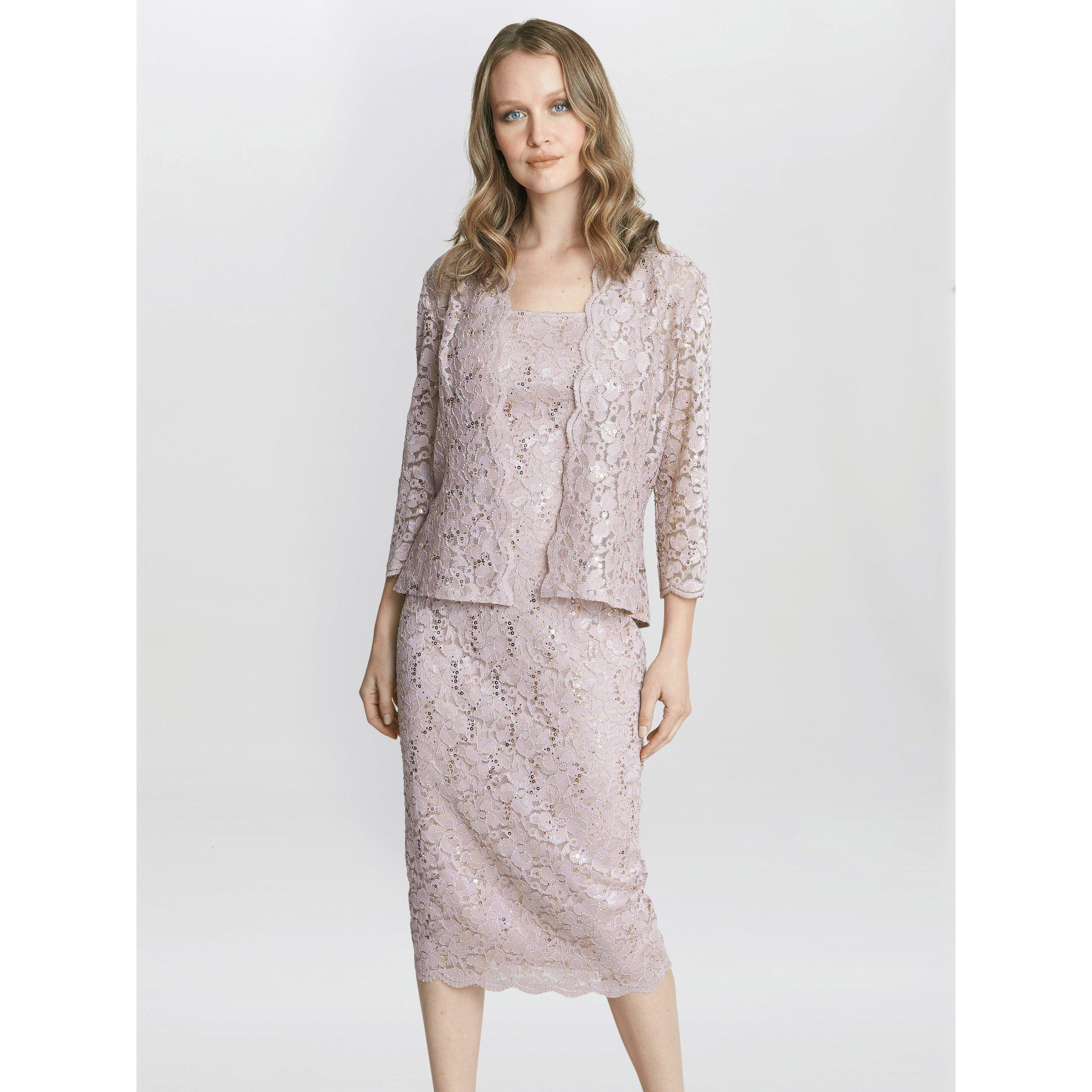 Gina Bacconi Women's Kayla Lace Midi-Length Jacket And Dress - Blush - 10