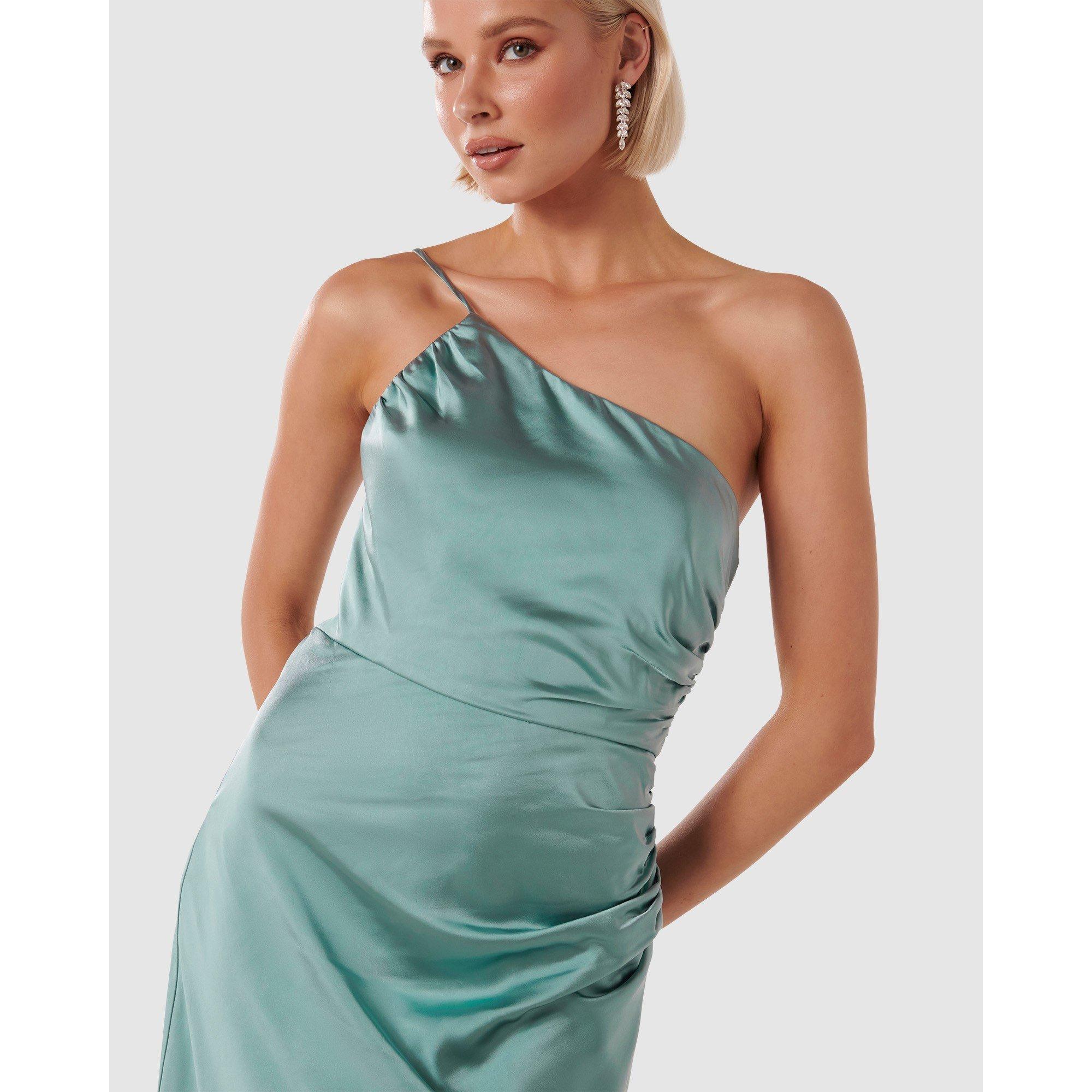 Smoke Blue - Forever New - Kelly One Shoulder Satin Maxi Dress - 2