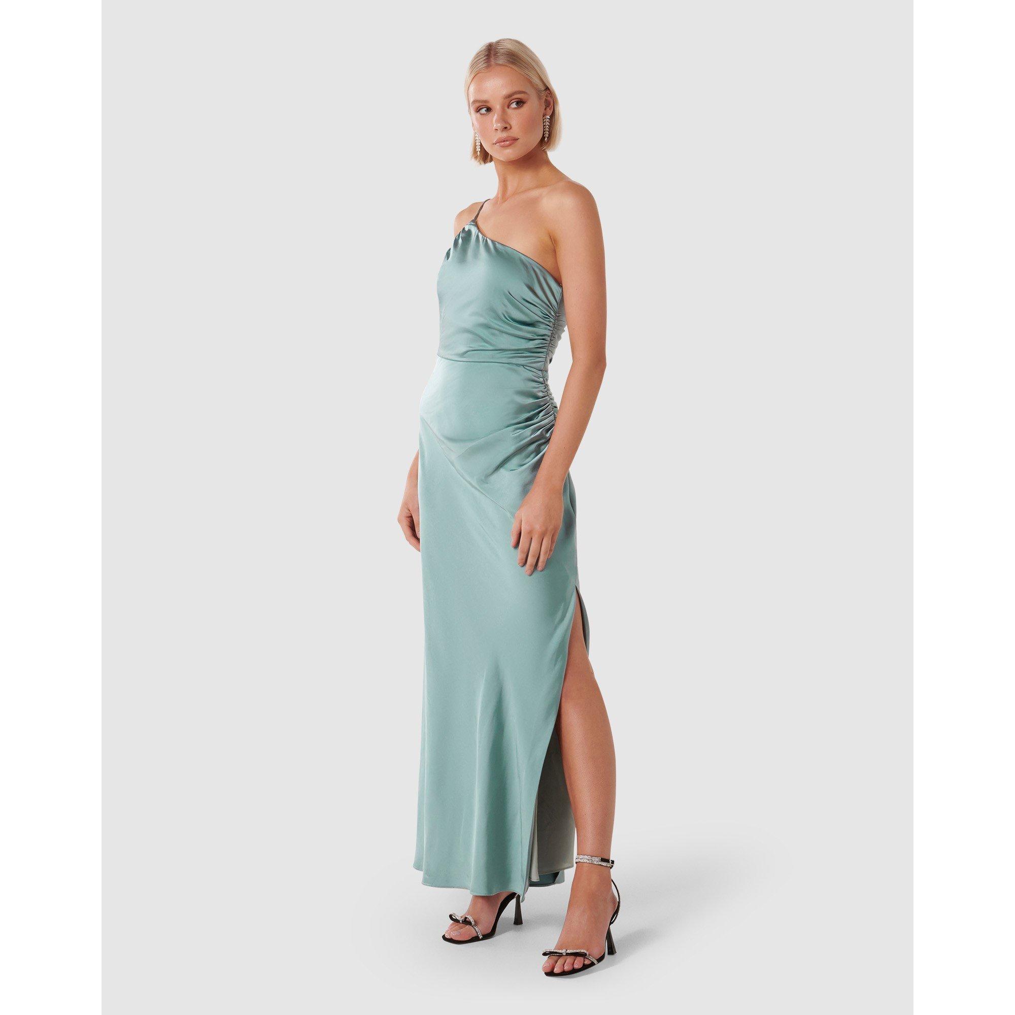 Smoke Blue - Forever New - Kelly One Shoulder Satin Maxi Dress - 3