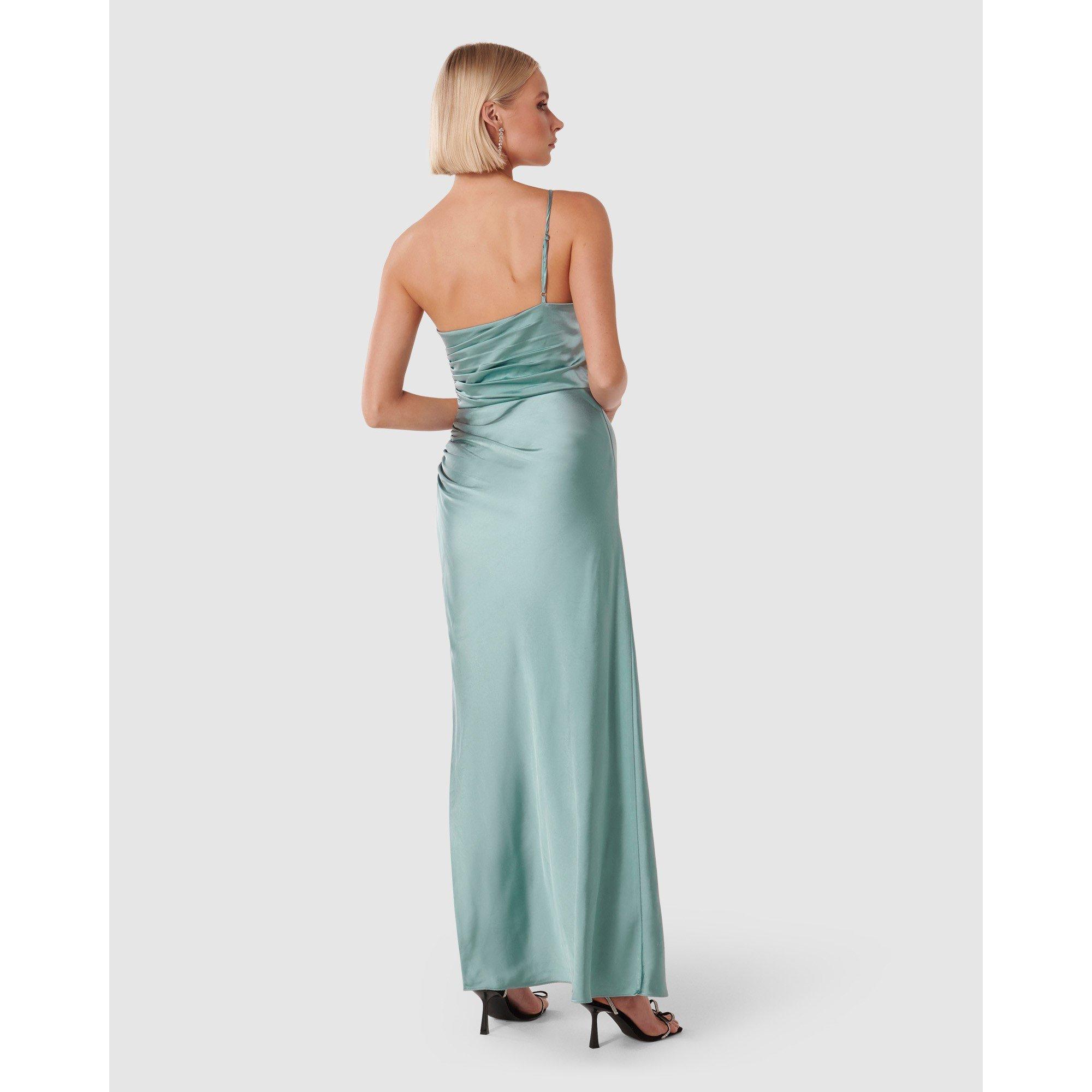 Smoke Blue - Forever New - Kelly One Shoulder Satin Maxi Dress - 4