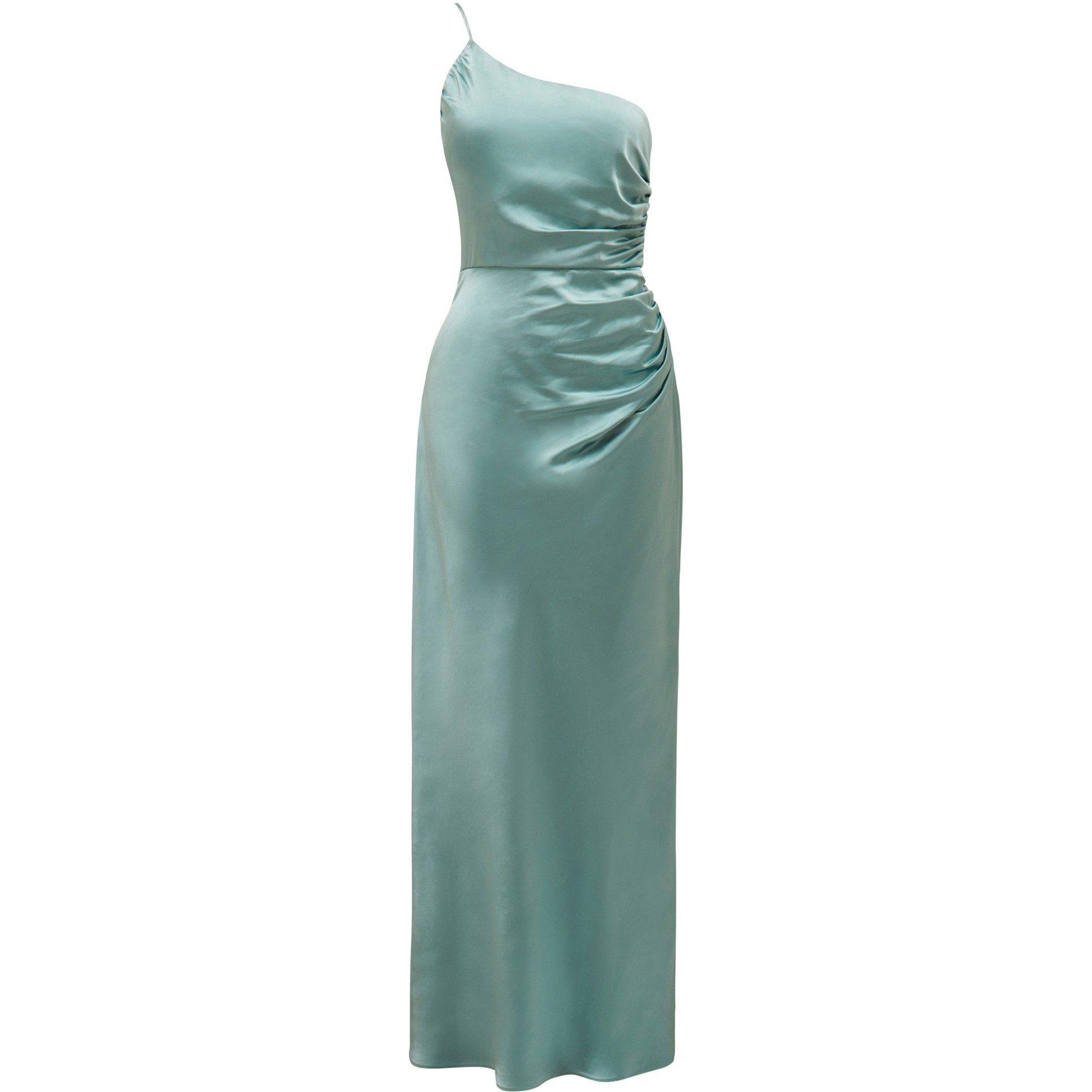 Smoke Blue - Forever New - Kelly One Shoulder Satin Maxi Dress - 5