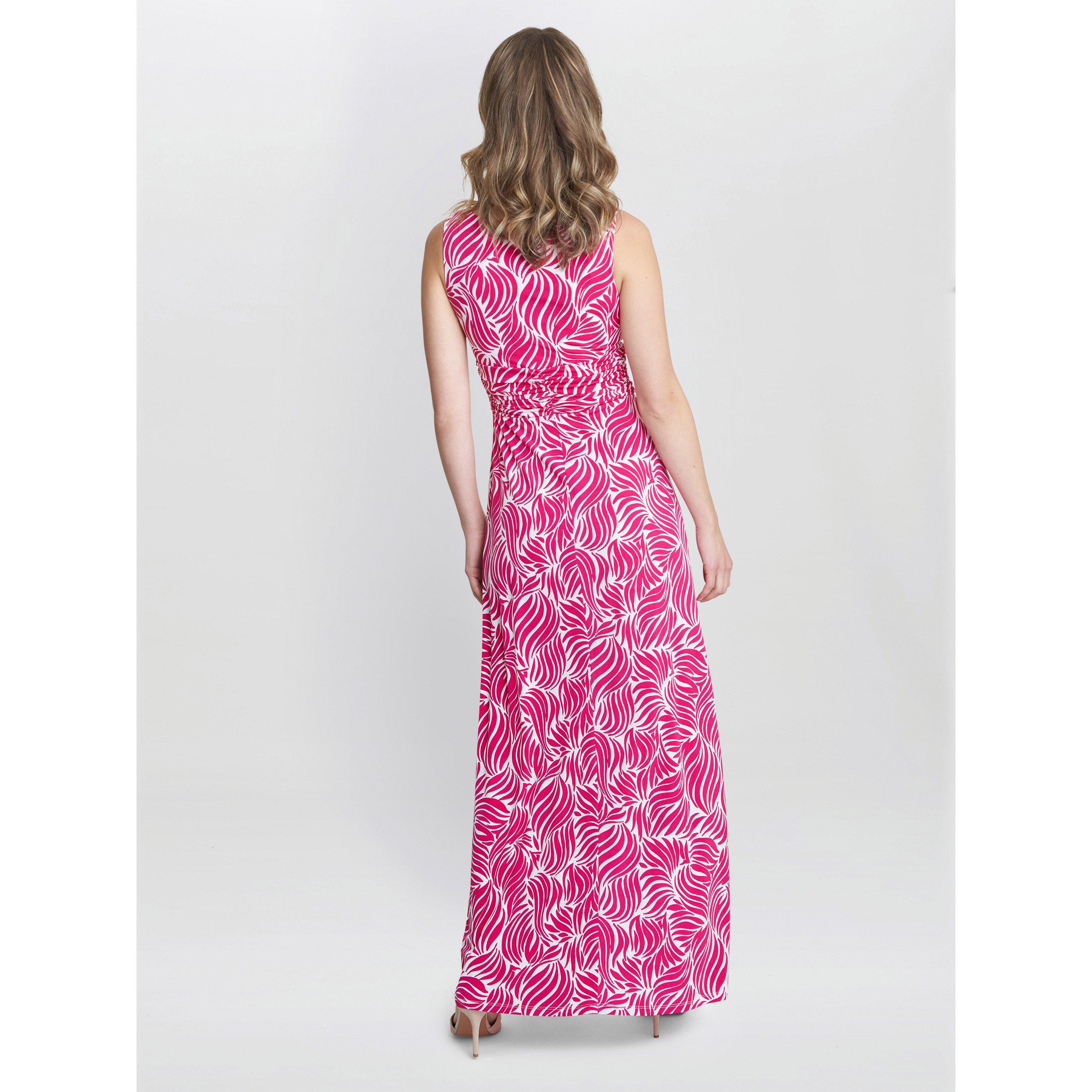 Dark Pink/White - Gina Bacconi - Lillian Jersey Maxi Dress - 2