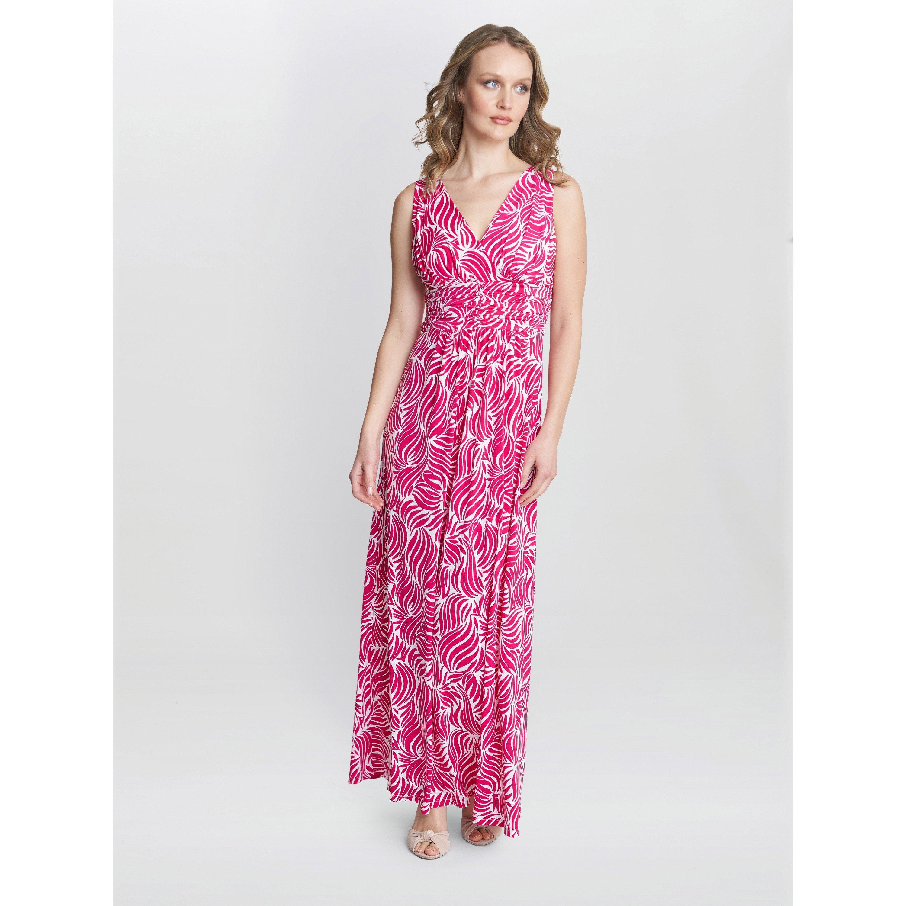 Dark Pink/White - Gina Bacconi - Lillian Jersey Maxi Dress - 3