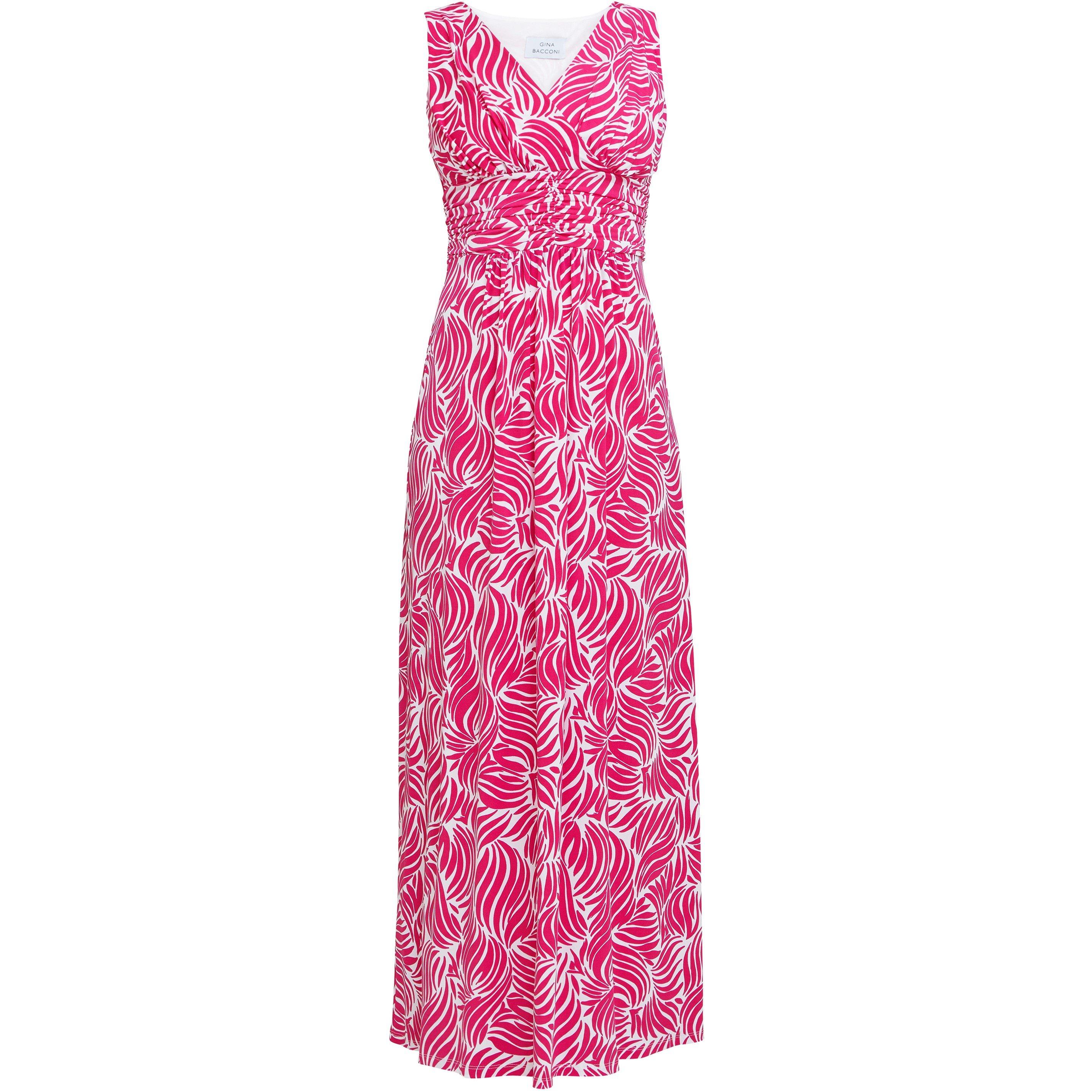 Dark Pink/White - Gina Bacconi - Lillian Jersey Maxi Dress - 4