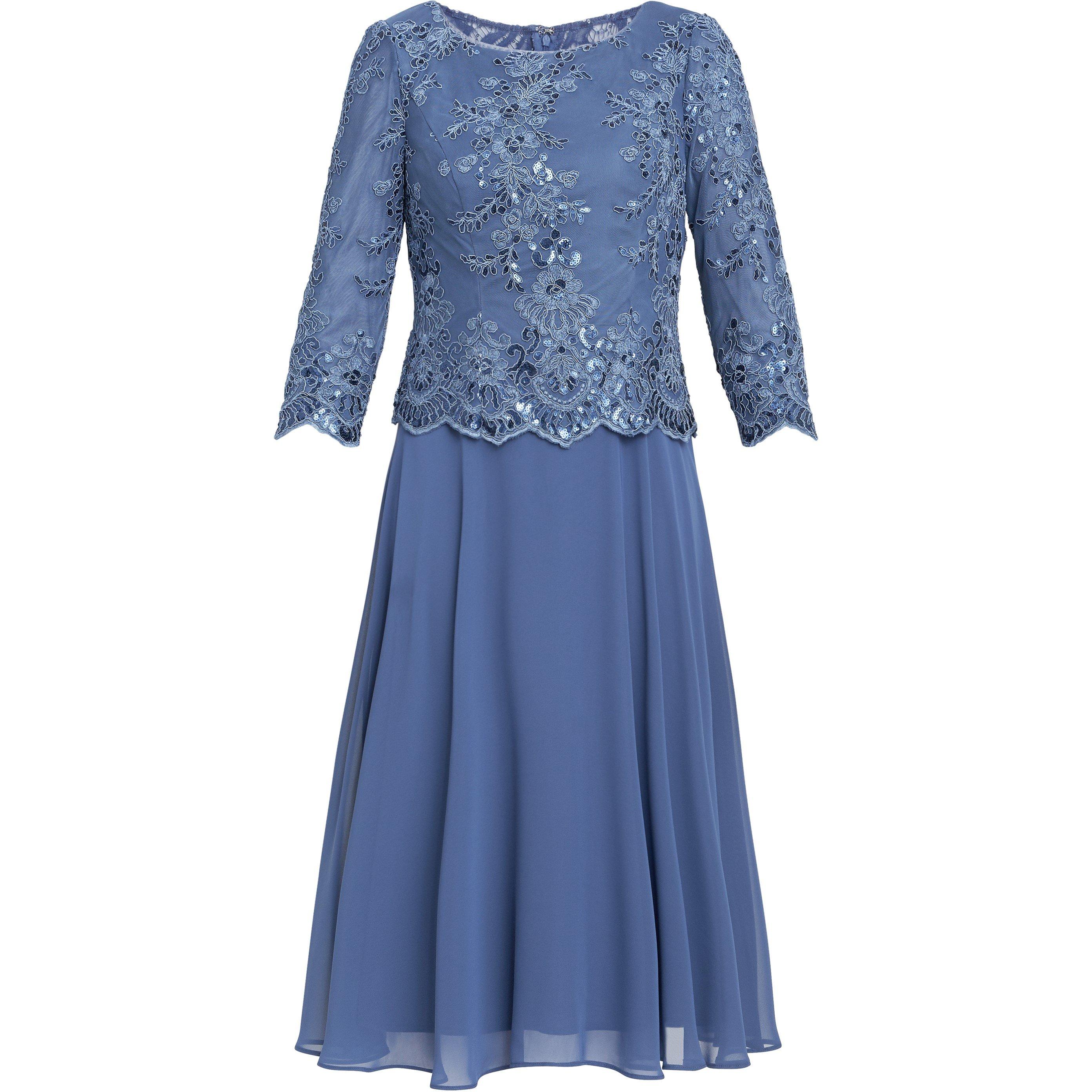 Blue - Gina Bacconi - Priscilla Embroidered Midi Dress - 4