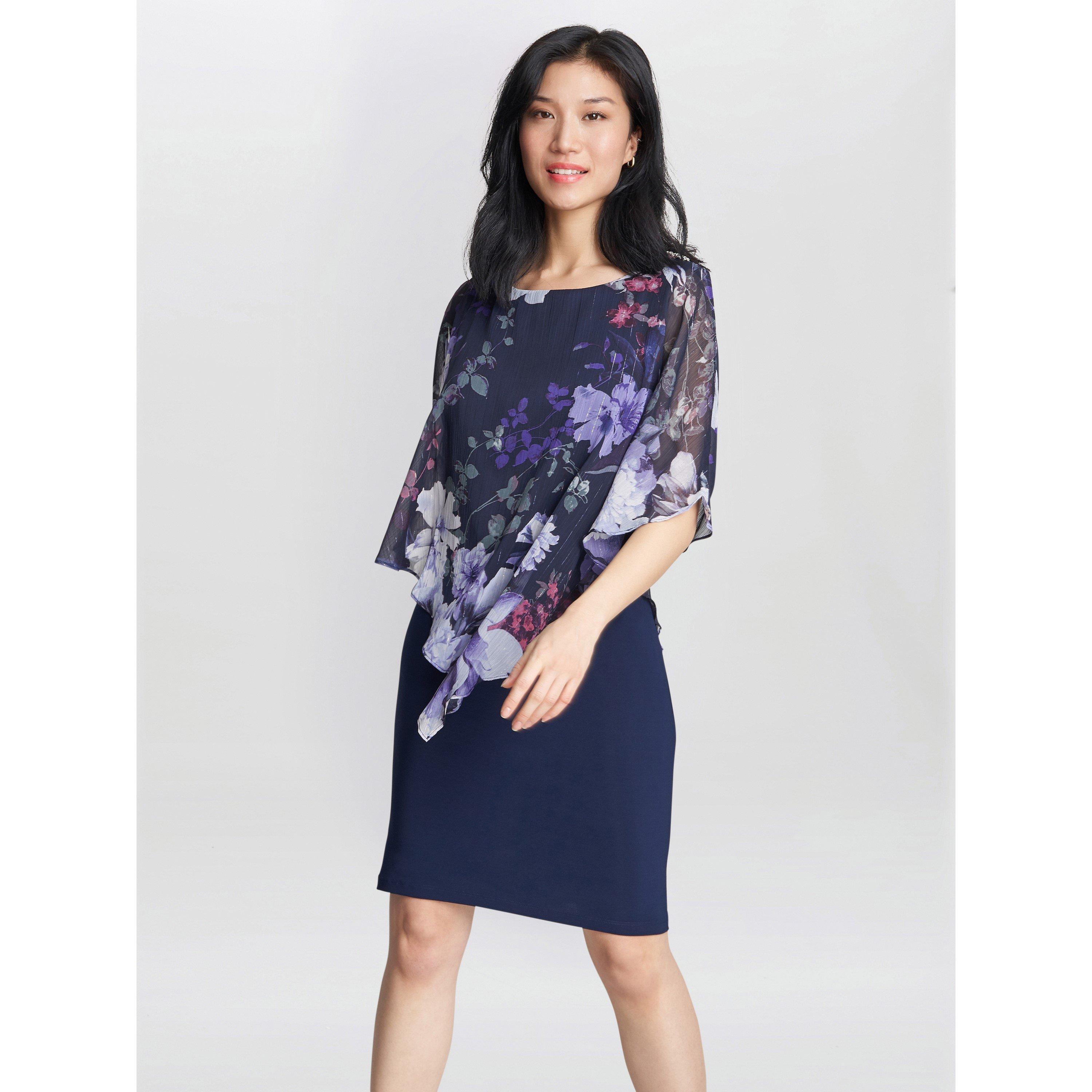 Gina Bacconi Women's Estelle Printed Embellished Dress - Navy  - 16